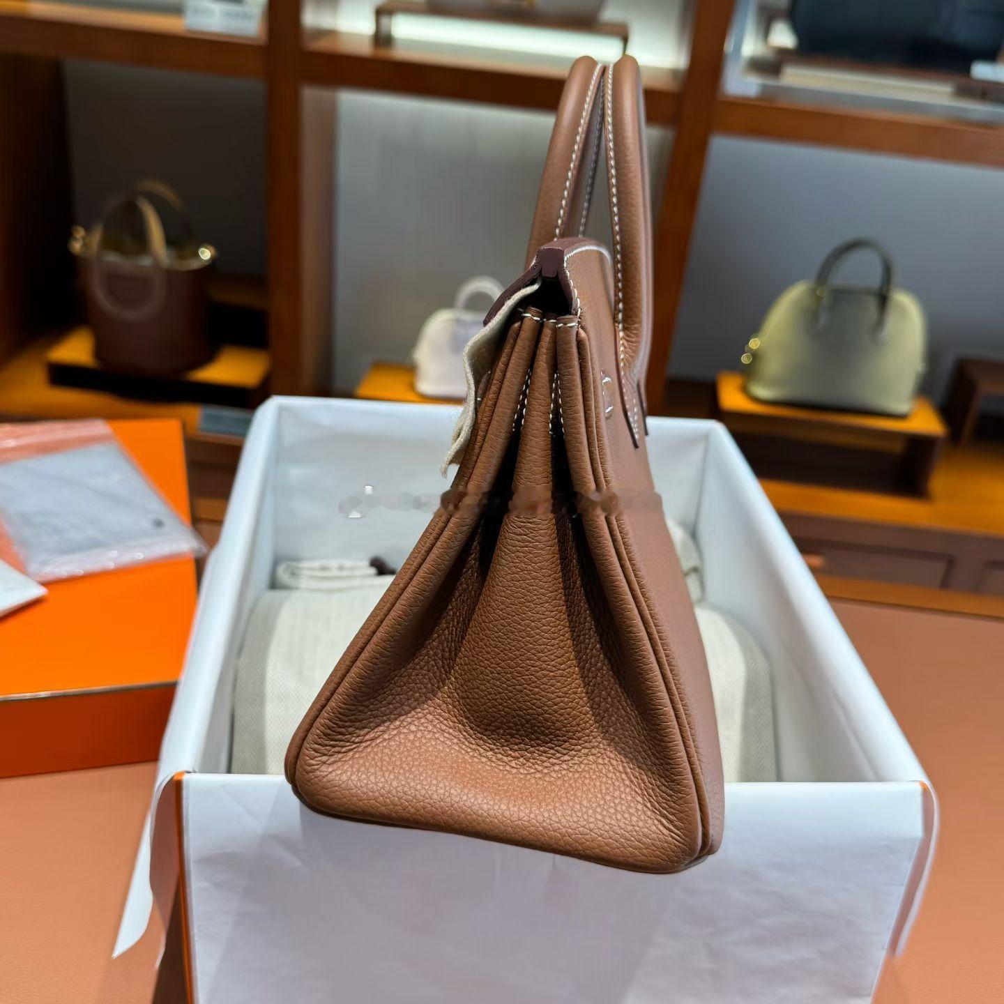Birkin25 原厂进口Togo皮 37金棕色 银扣爱马仕hermes