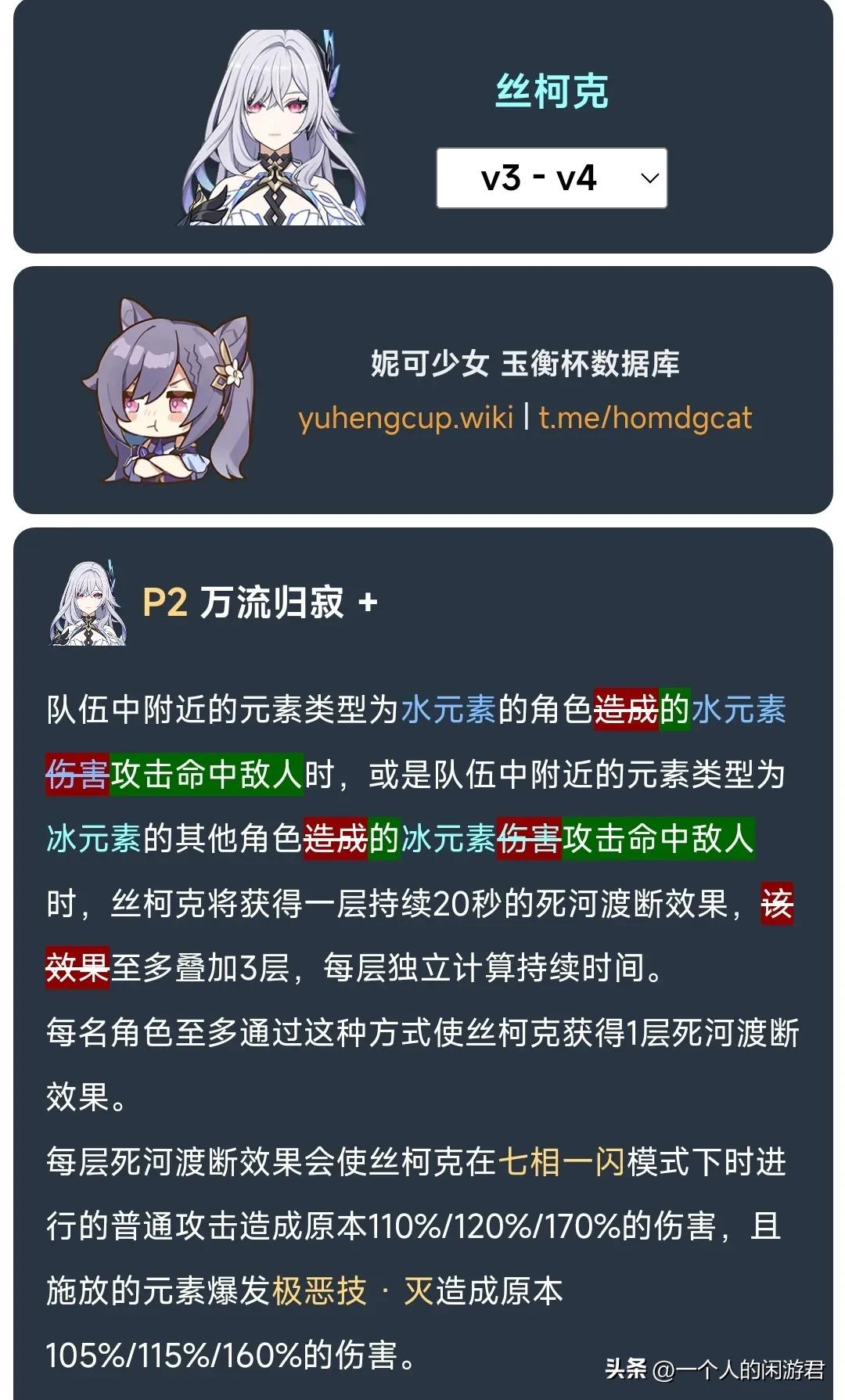 据卫星通讯消息
丝柯克V4喜提大加强。
最主要的改动：天赋改动只要命中就可以了，