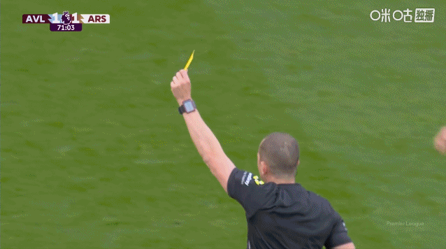 卡拉菲奥里染黄，下场联赛将累计黄牌停赛了阿斯顿维拉vs阿森纳 英超联赛