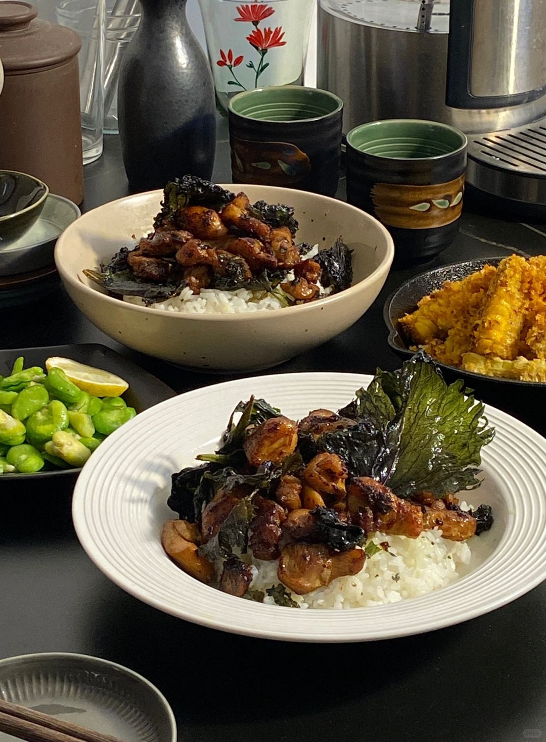 今日食谱📜｜紫苏盐煎鸡配上蚕豆玉米小食