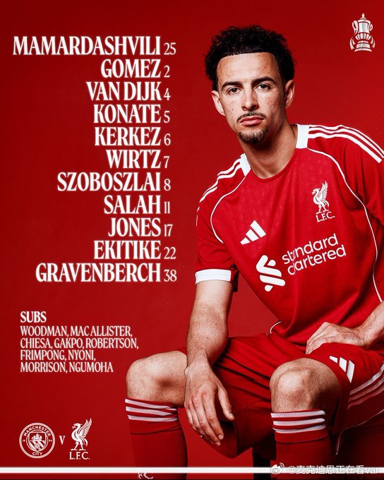 曼城vs利物浦 焦点之战的首发出炉！琼皇、戈麦斯首发小麦、弗林鹏替补锋线法老搭档