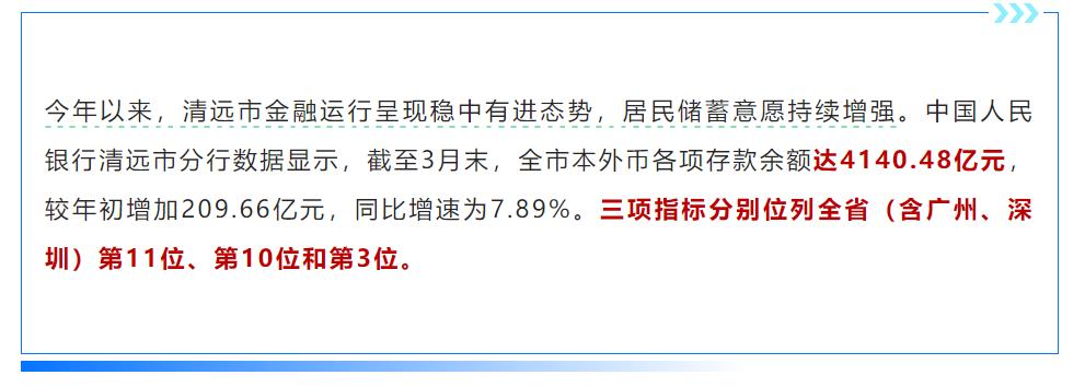 劲爆消息：清远人很能存钱！存款增速全省第三！据悉，从存款结构来看，居民储蓄成为拉