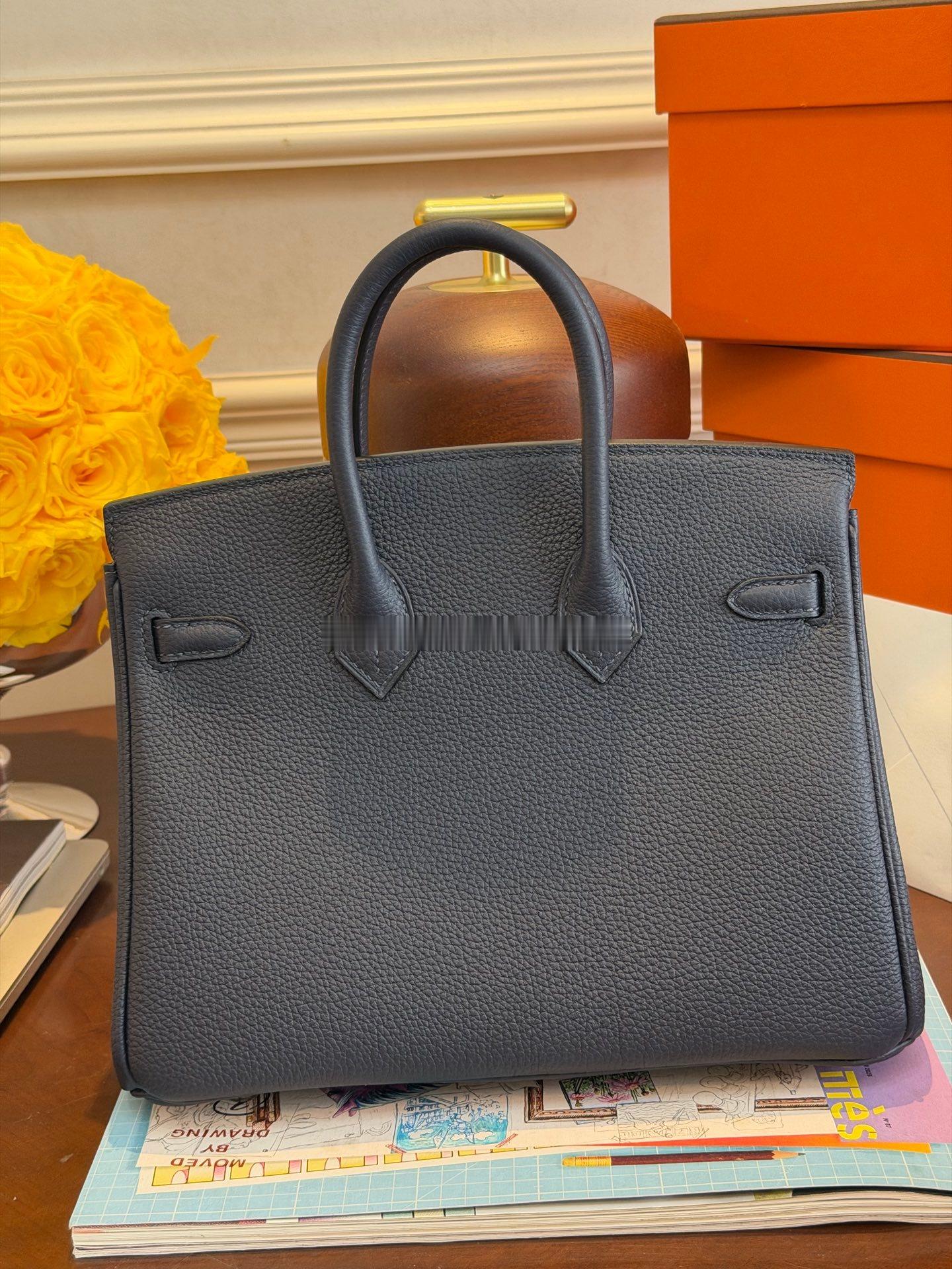 Birkin 25 午夜蓝 togo皮 银扣爱马仕hermes