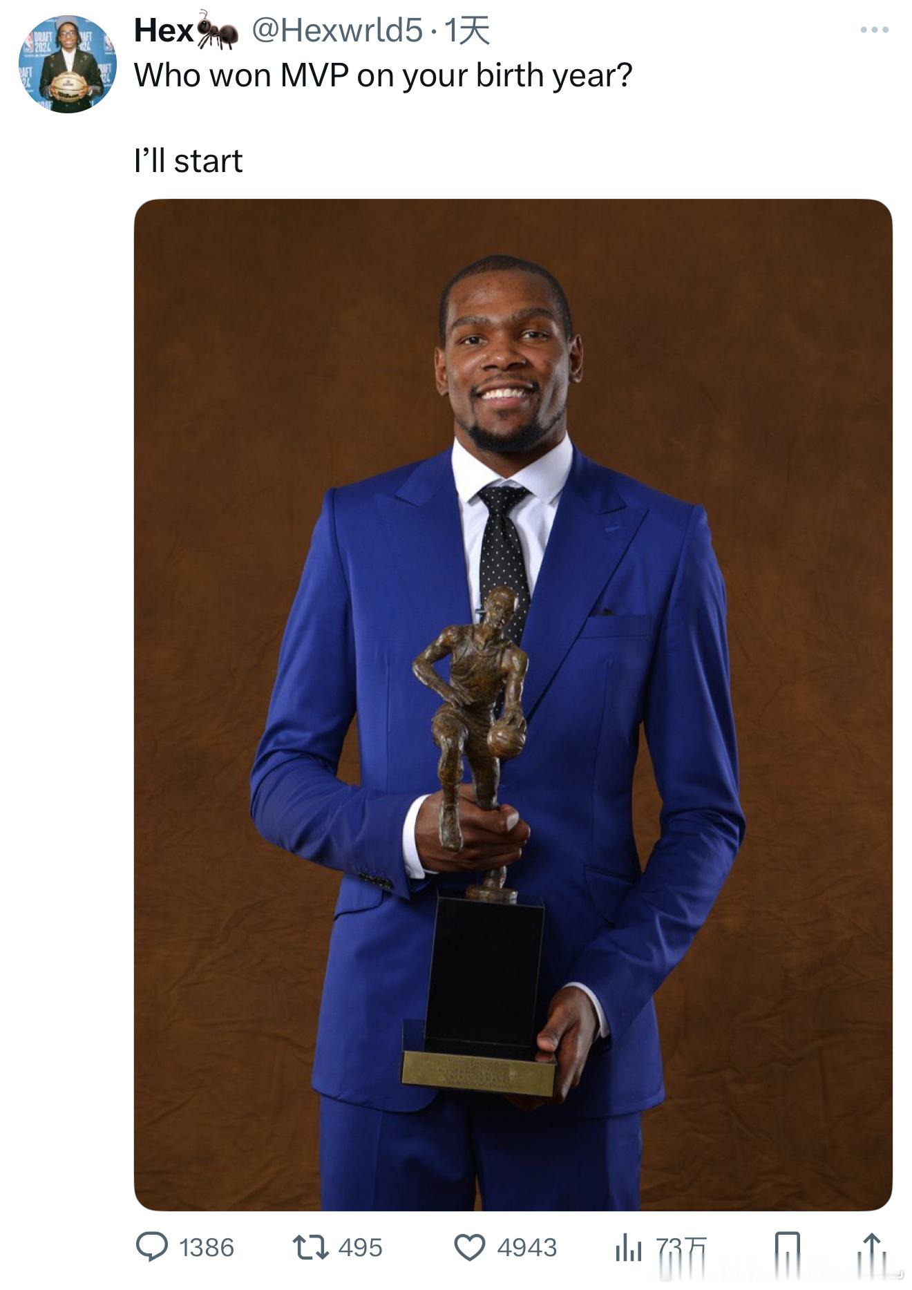美媒提问：你出生的那一年谁获得了MVP？NBA ​​​