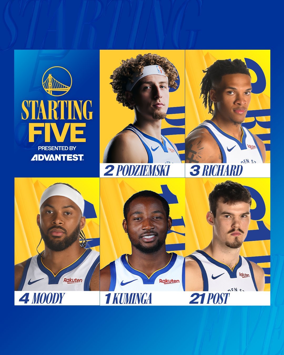 勇士派出了全选秀首发：波杰姆（23年19顺位）+理查德（25年56顺位）+穆迪（