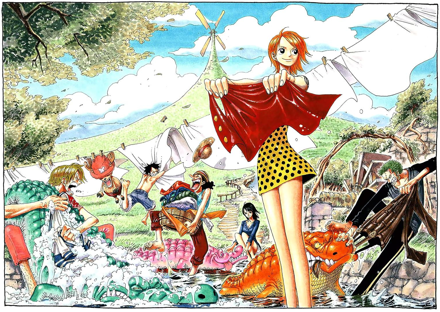 海贼王 海贼王 每次洗衣服大会的时候山治都被路飞气死了 