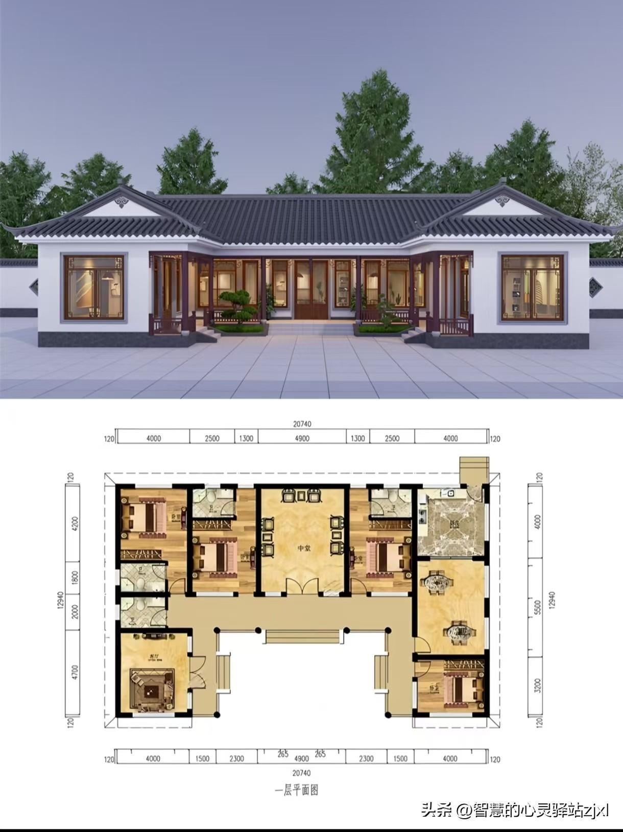 回农村老家盖房，想要经济实惠，首选一层平房。

老家一层自建房，只要设计合理，住