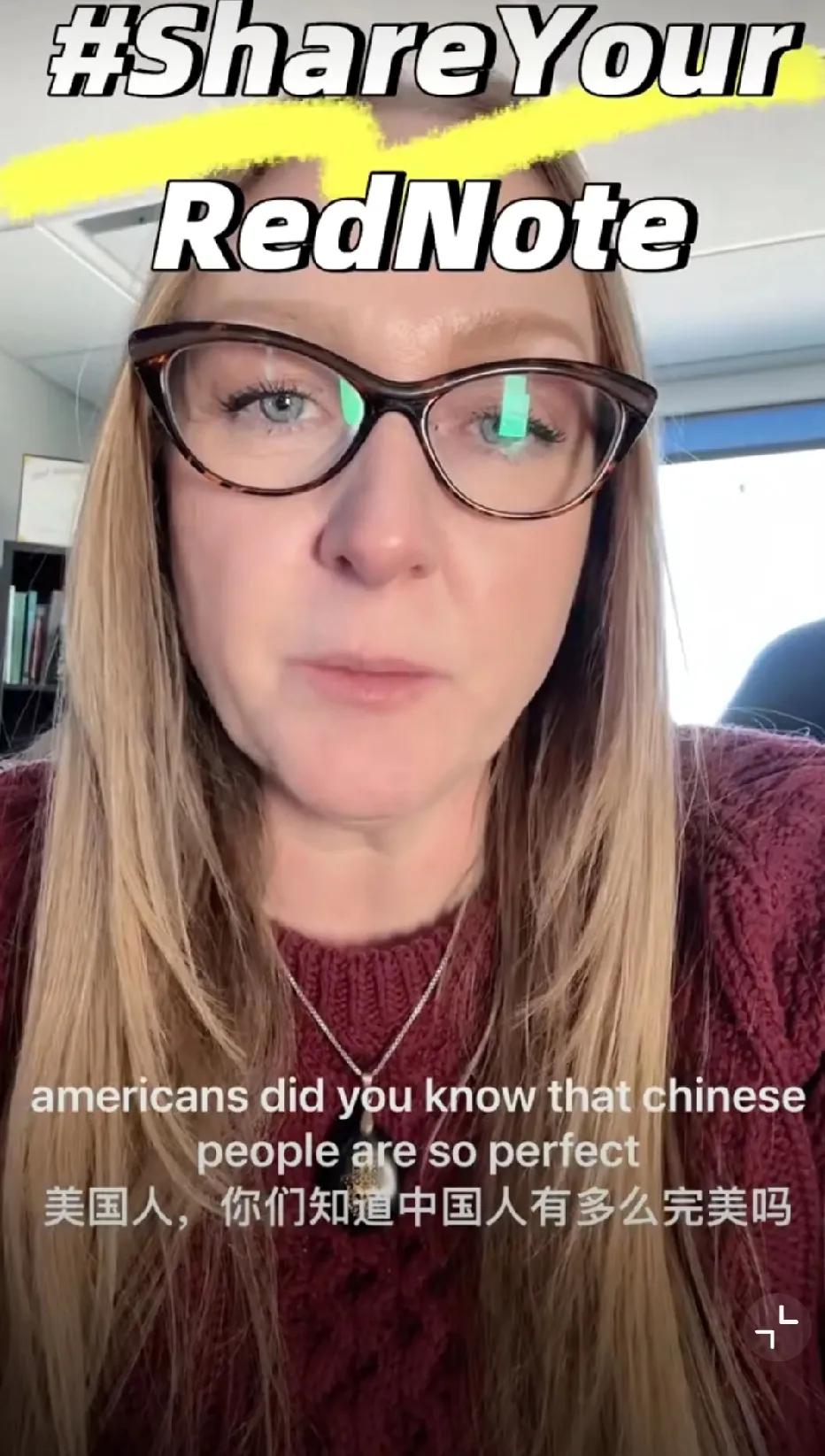 美国女子认为，中国人才是进化得最完美的人种。

她对美国人说：美国人，你们知道中