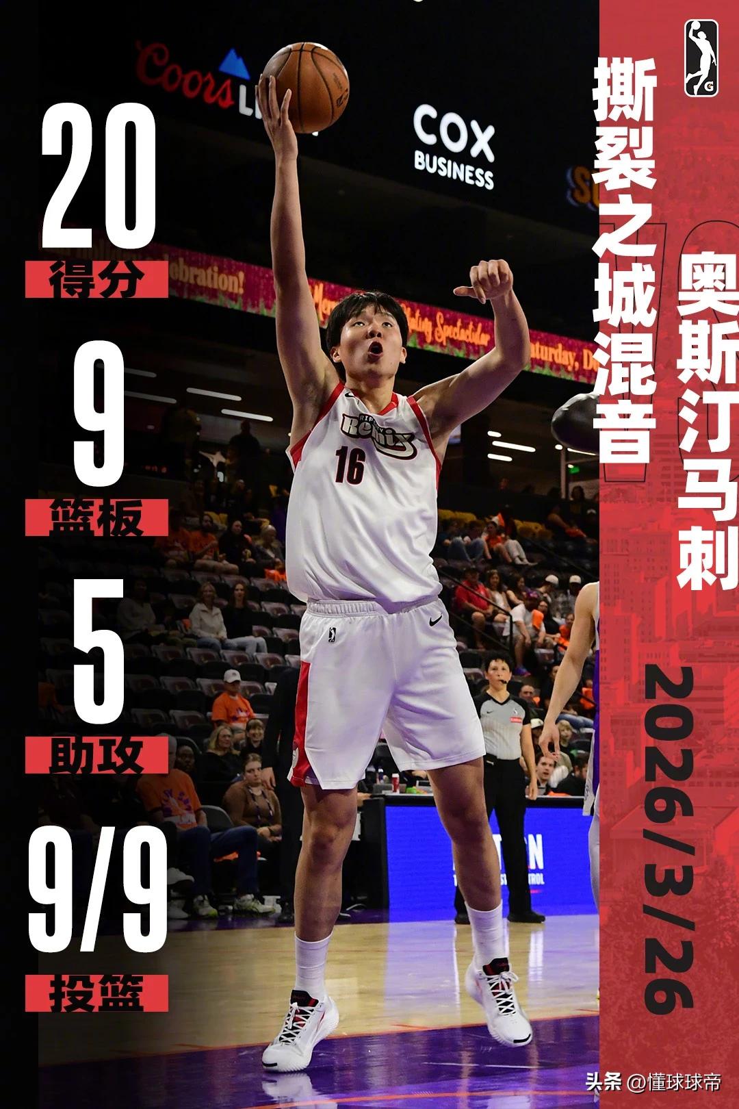 NBA生涯最佳一战，杨瀚森9投9中爆砍20分9篮板！

中今天上午进行的一场NB