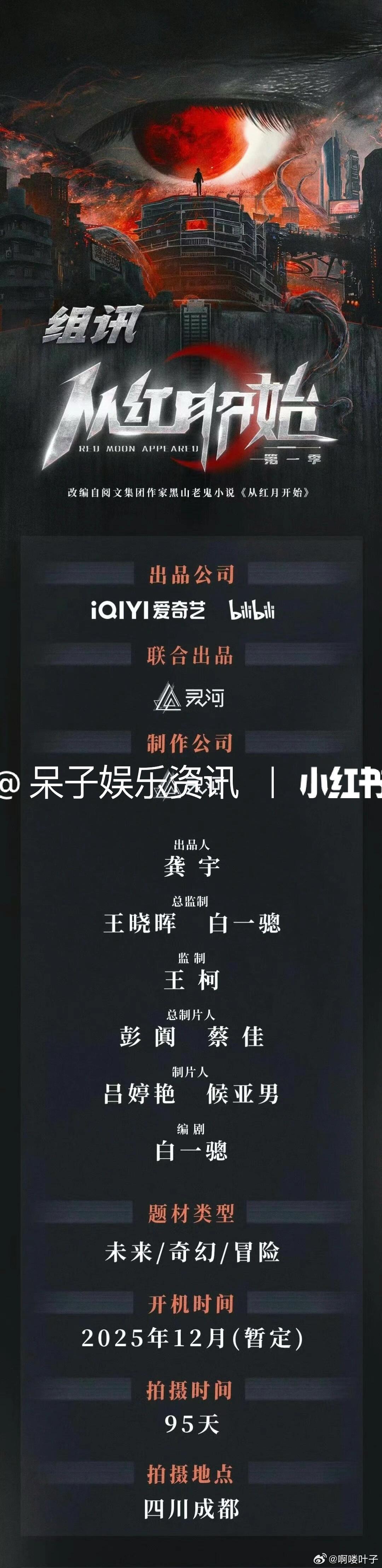 电视剧《从红月开始》四月初成都开机主演：郭麒麟、姜珮瑶编剧：白一骢《天行健》拍摄