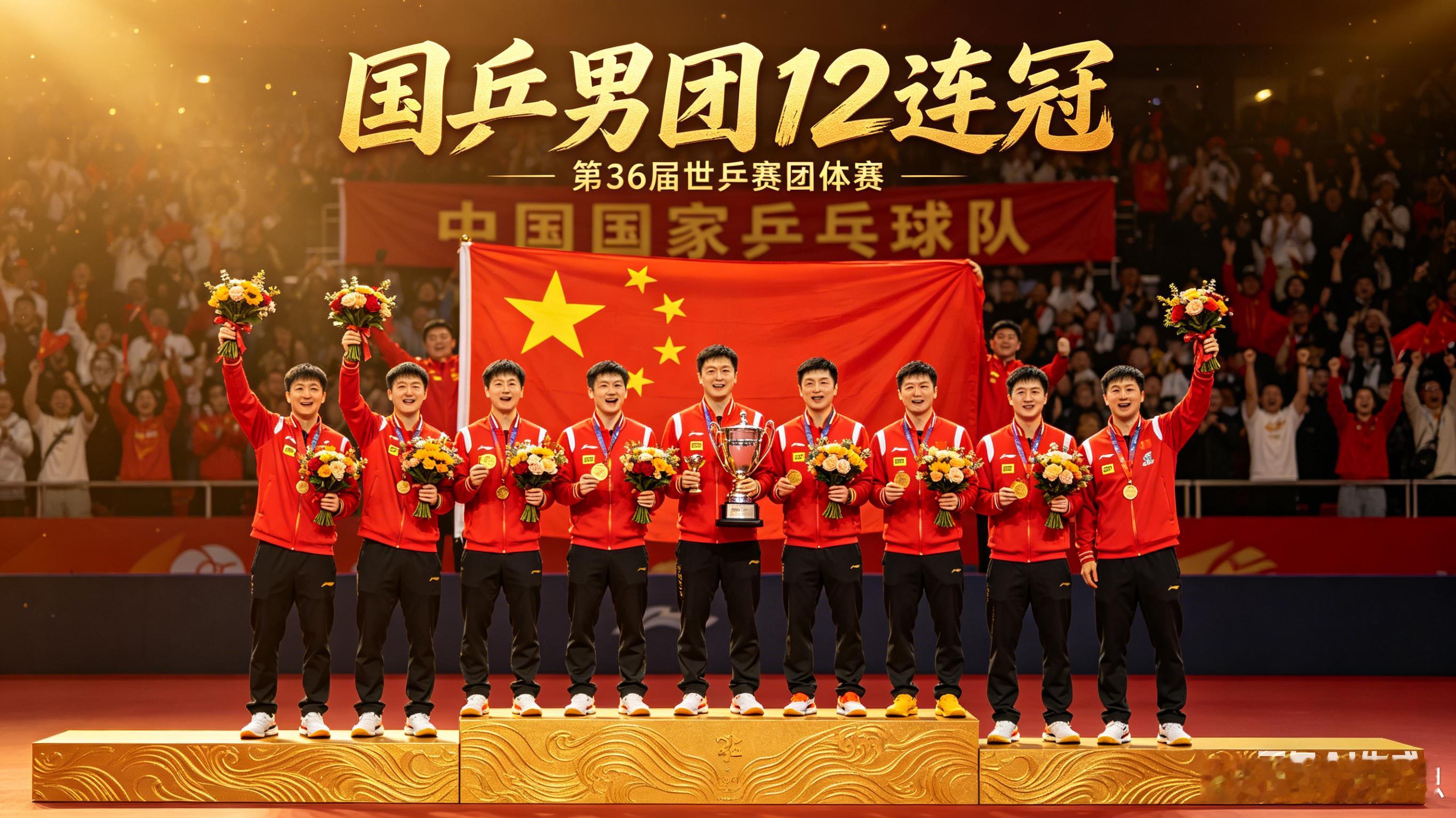 国乒男团12连冠12连冠！整整24年没让金牌旁落过！🏆🇨🇳昨晚世乒赛男团决