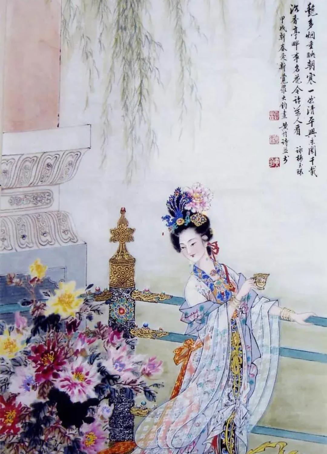 上联，？？？

下，一枝新柳窥窗笑，佳人理妆