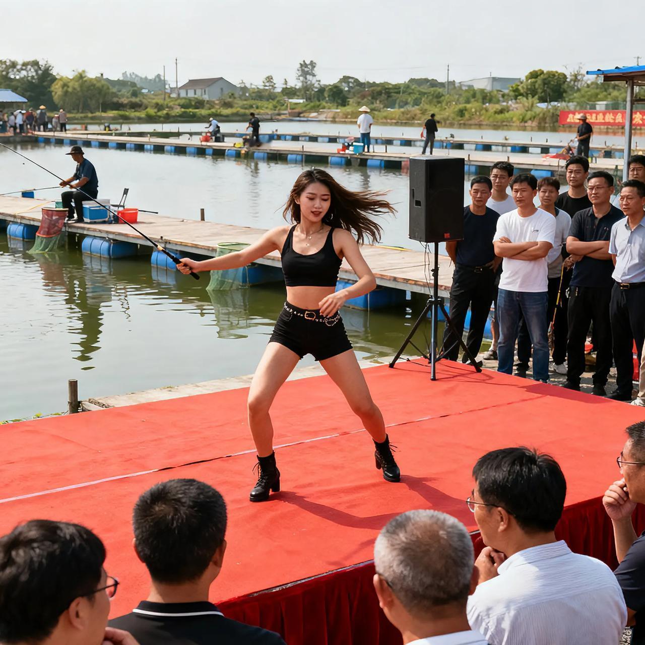 钓场开业美女热舞引争议！引流不能踩公序良俗红线？
 
四川乐山一钓场开业请美女着