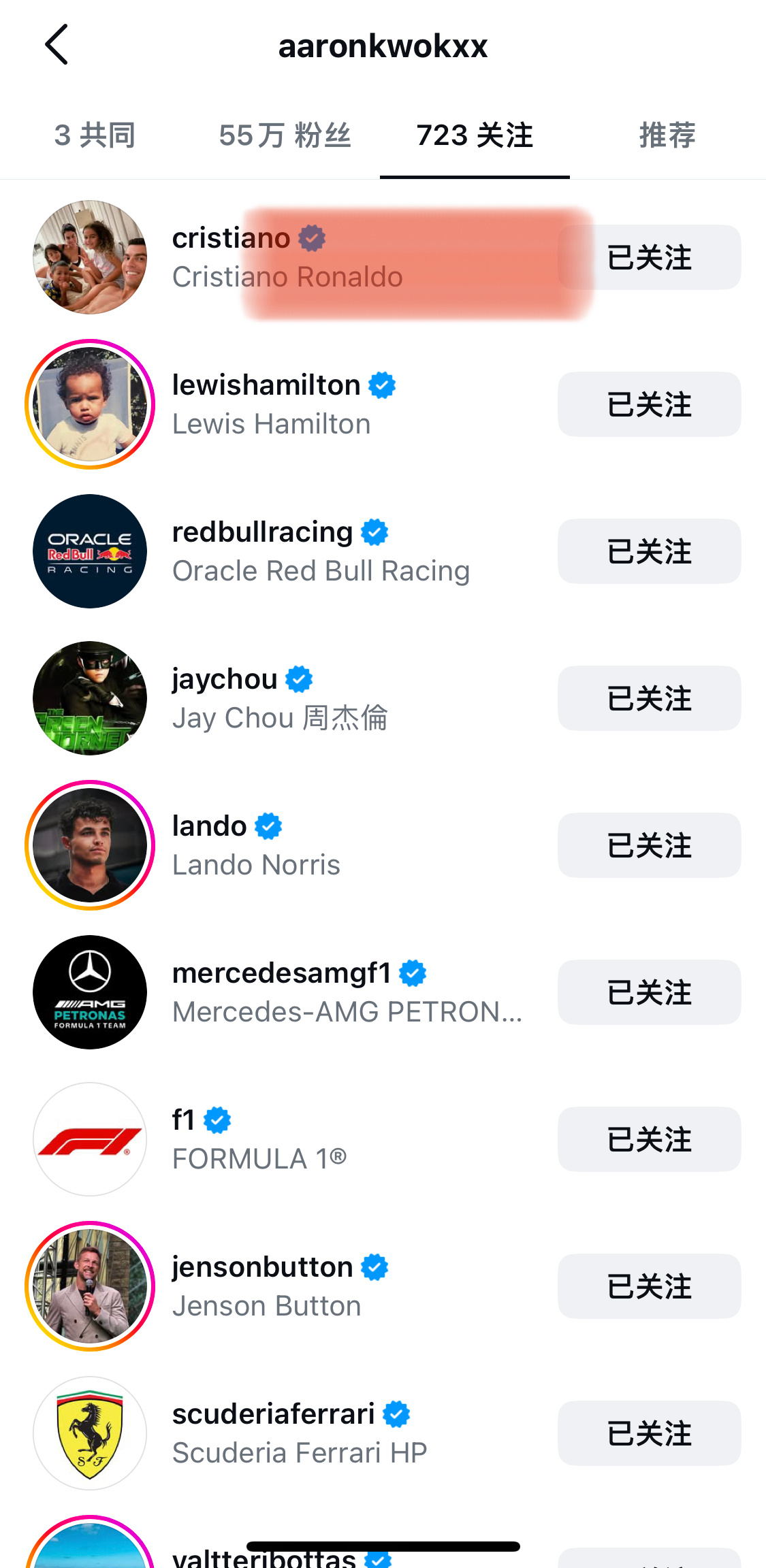 看到周哥发了和郭富城的合照，好奇搜了一下他的关注列表，呀～～～爱罗+1 