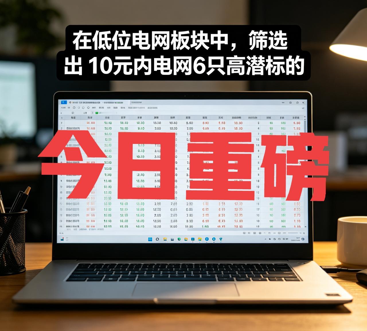 置顶关注：特朗普一行访华首日，在低位电网板块中，筛选出10元内电网6只高潜标的