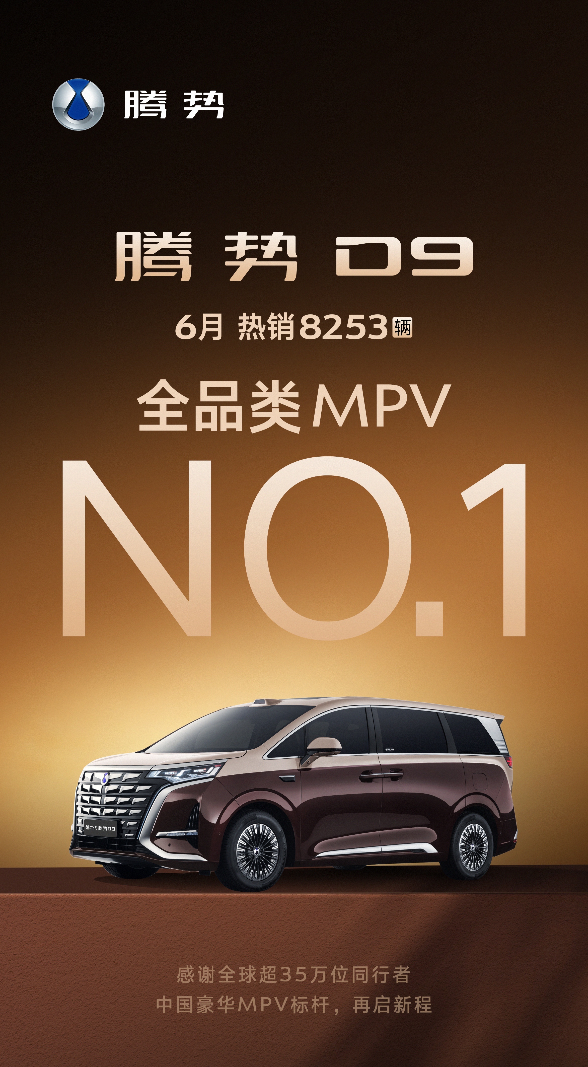 第二代腾势D9顺利接棒依旧是MPV全品类不加定语的销量冠军！ 