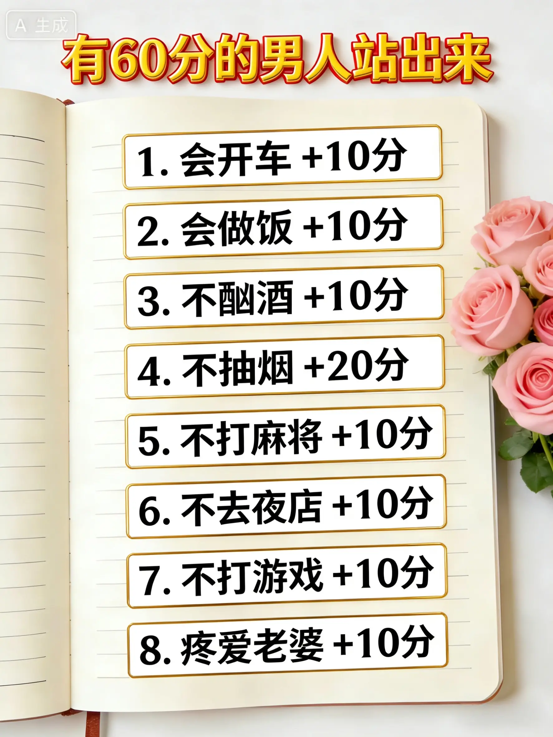 男人行为评分表