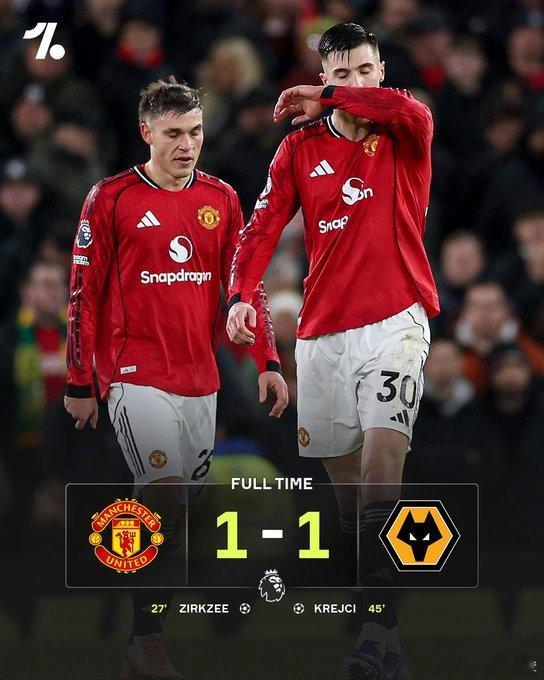 狼队结束了英超11连败，缺兵少将的曼联无奈仅拿到一分；切尔西近7轮只收获7分，动