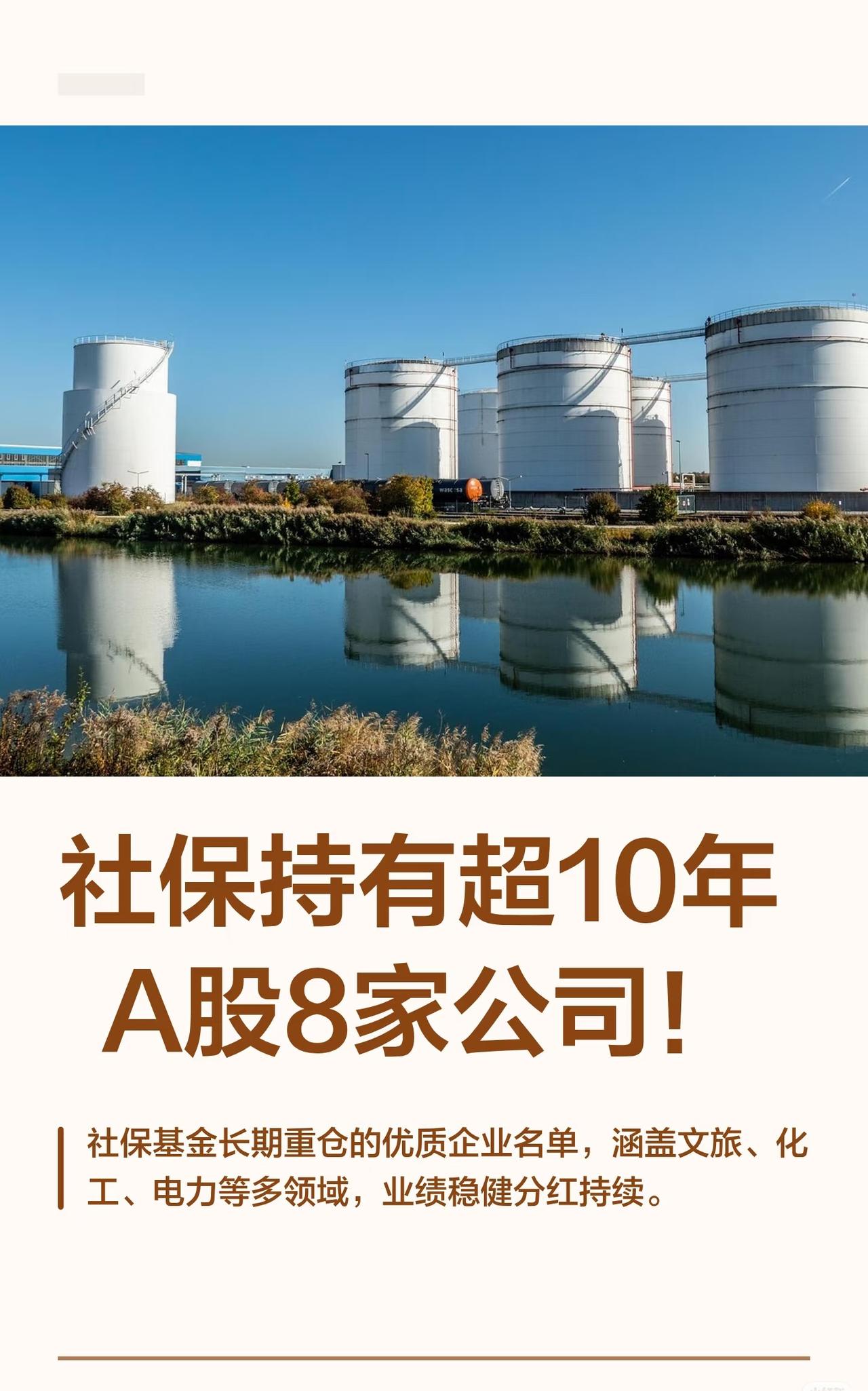 社保基金长期重仓的A股8家公司信息如下：

社保持有超10年的A股8家公司涵盖文