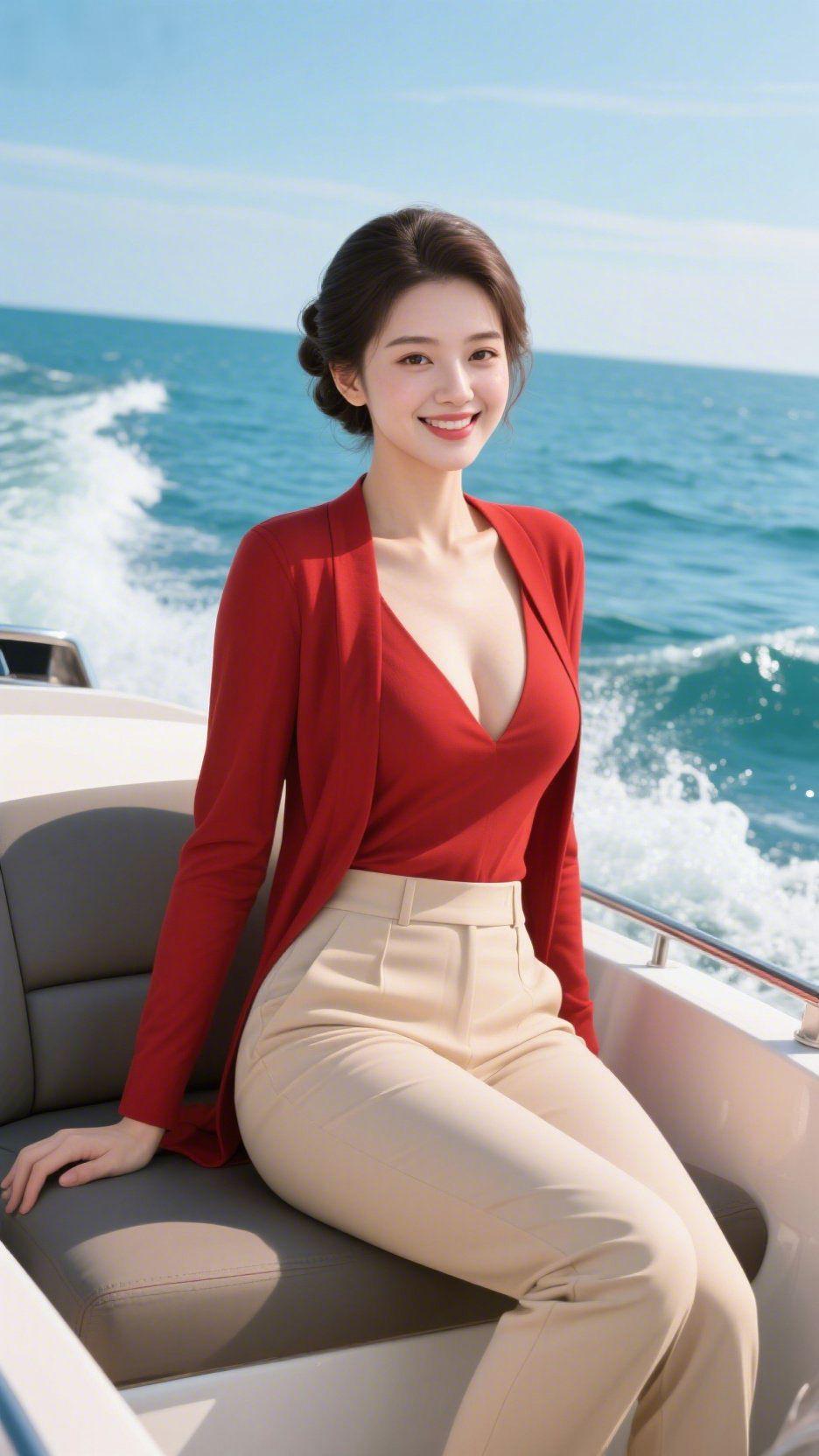 海风遇美好
 
澄澈的碧海铺展向天际，咸润的海风裹着暖阳的温度，漫过船舷，轻拂发