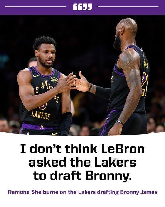 ESPN记者拉蒙娜：勒布朗并没有要求湖人选择布朗尼。不知道湖人管理层出于什么目的