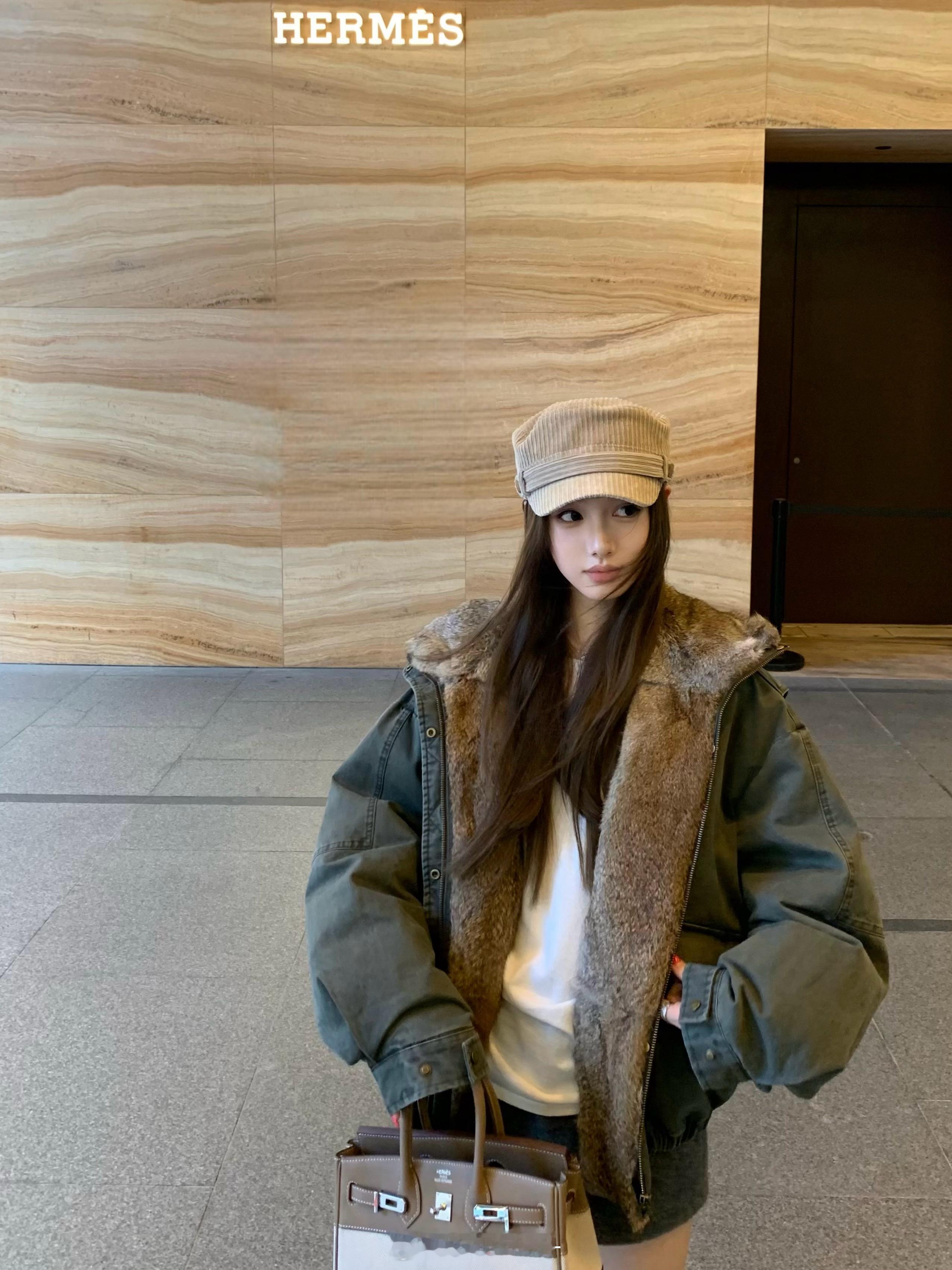 板栗可可Bankelili10/31/20:00这款原色兔毛羽绒派克简直是冬日保