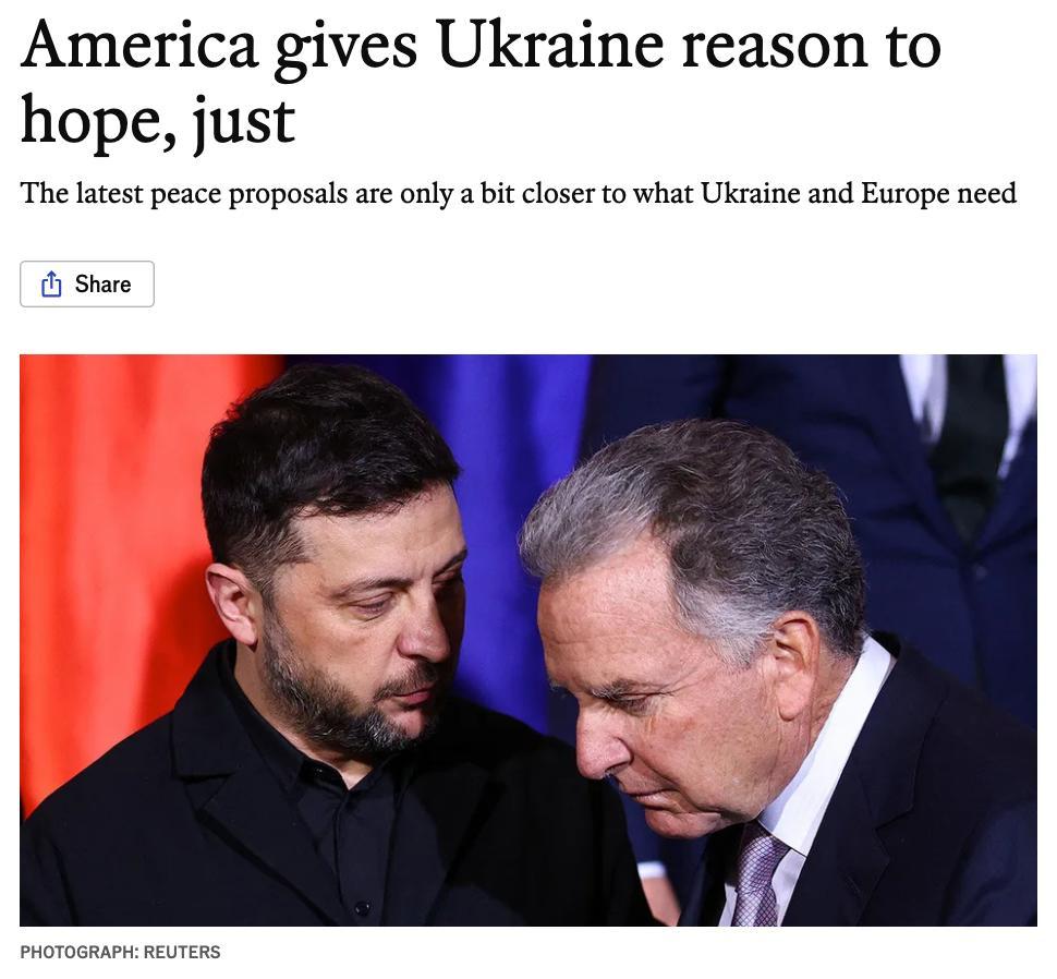 英国《经济学人》指出，美国提议为乌克兰提供的安全保障目前看来"名不副实"，与正式