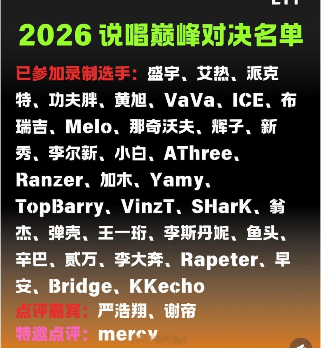 说唱巅峰对决2026 我的评分：说唱巅峰对决2026开麦局《说唱巅峰对决2026