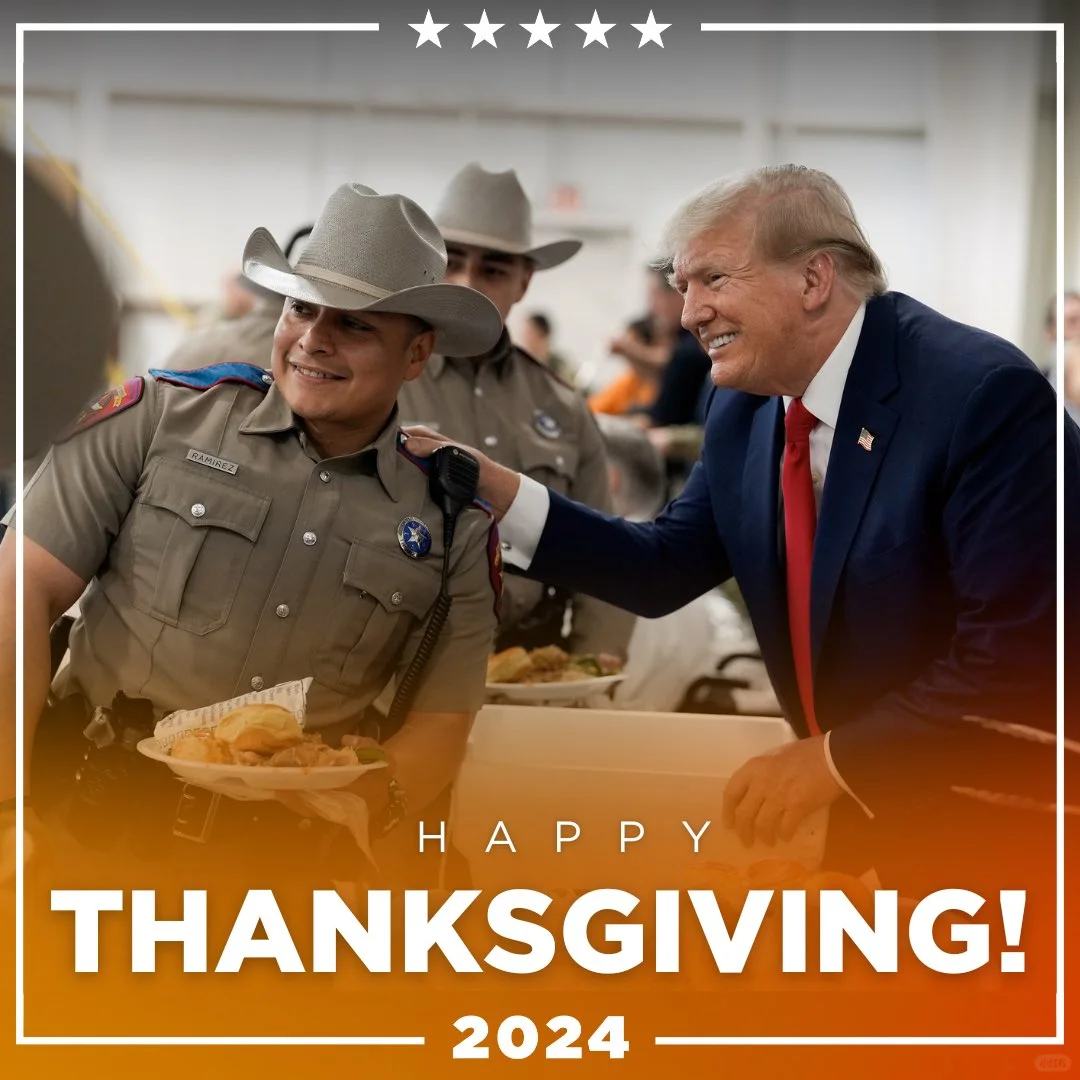 感恩节，川普去了军营。