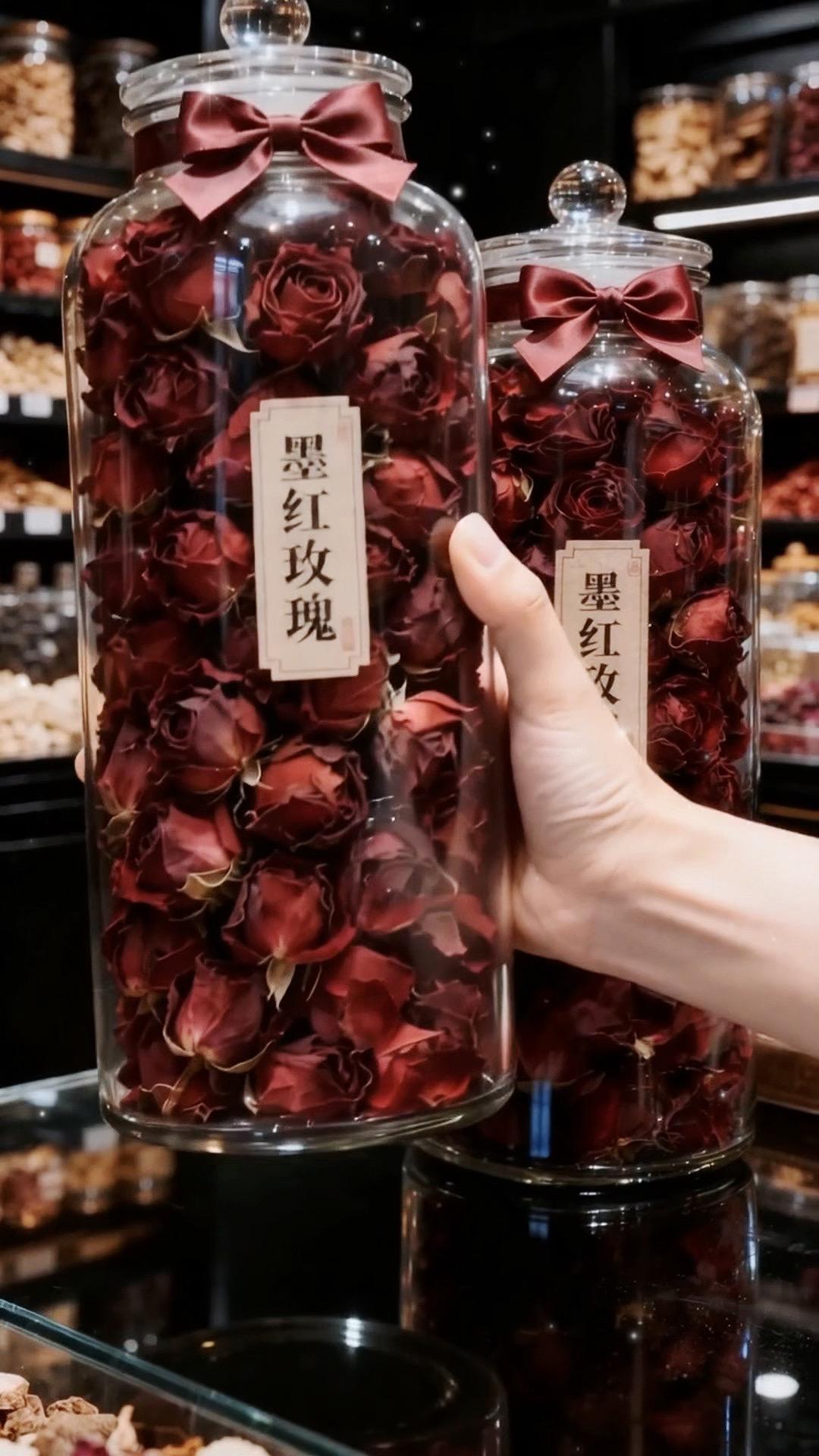 精选云南头茬金边玫瑰足足250克大容量罐装，花苞完整无碎渣，天然干制自...