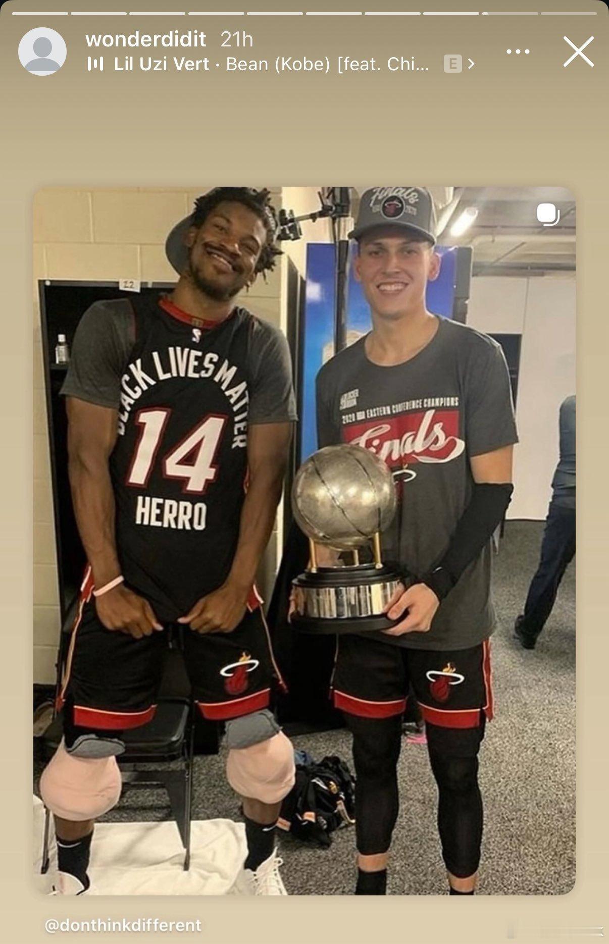 希罗在小号上分享了 2020 年东部决赛中与巴特勒的这一幕，是因为热火不准备续约