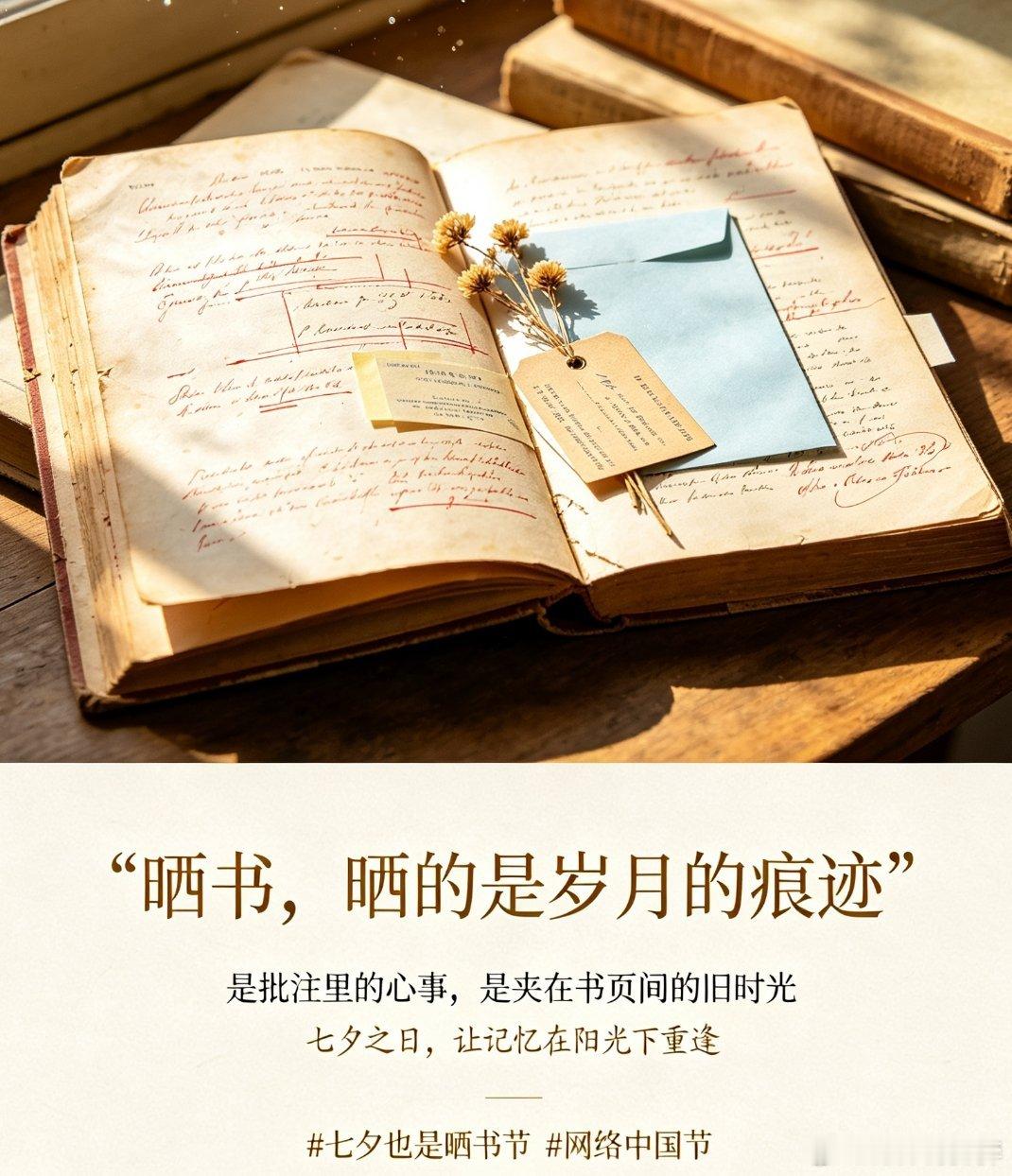 晒书，晒的是岁月的痕迹，是批注里的心事，是夹在书页间的旧时光。七夕之日，让记忆在