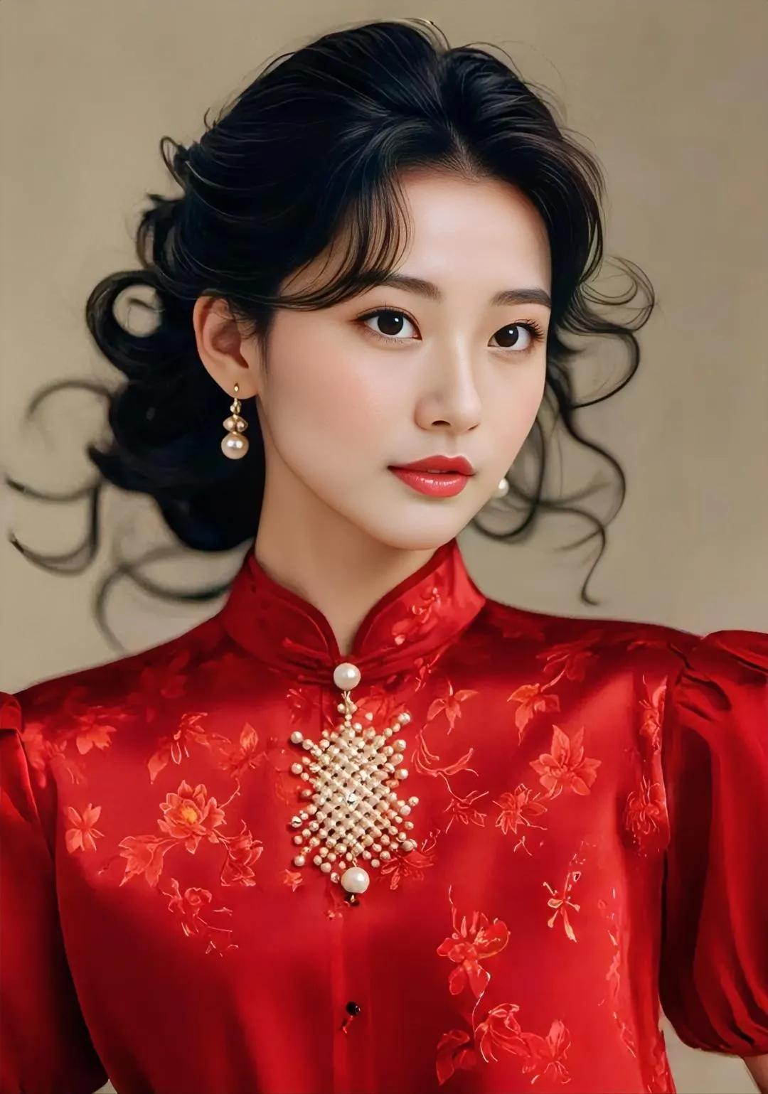 优雅红衣美人，传统中式风韵