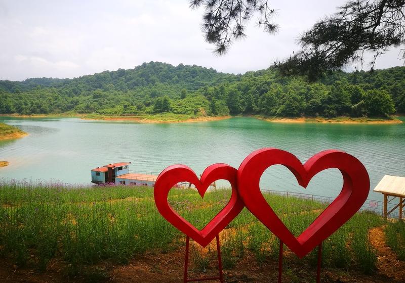 下联：湖水蓝

我对“湖水蓝”。“湖水”对应“山林”，都是自然景物的名词；“蓝”