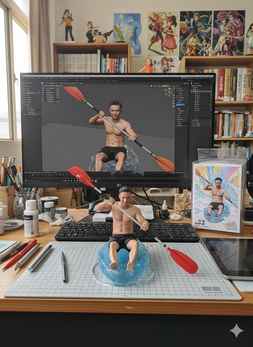 一句话 一张照片 一分钟 AI 3D建模做的手办 ​​​