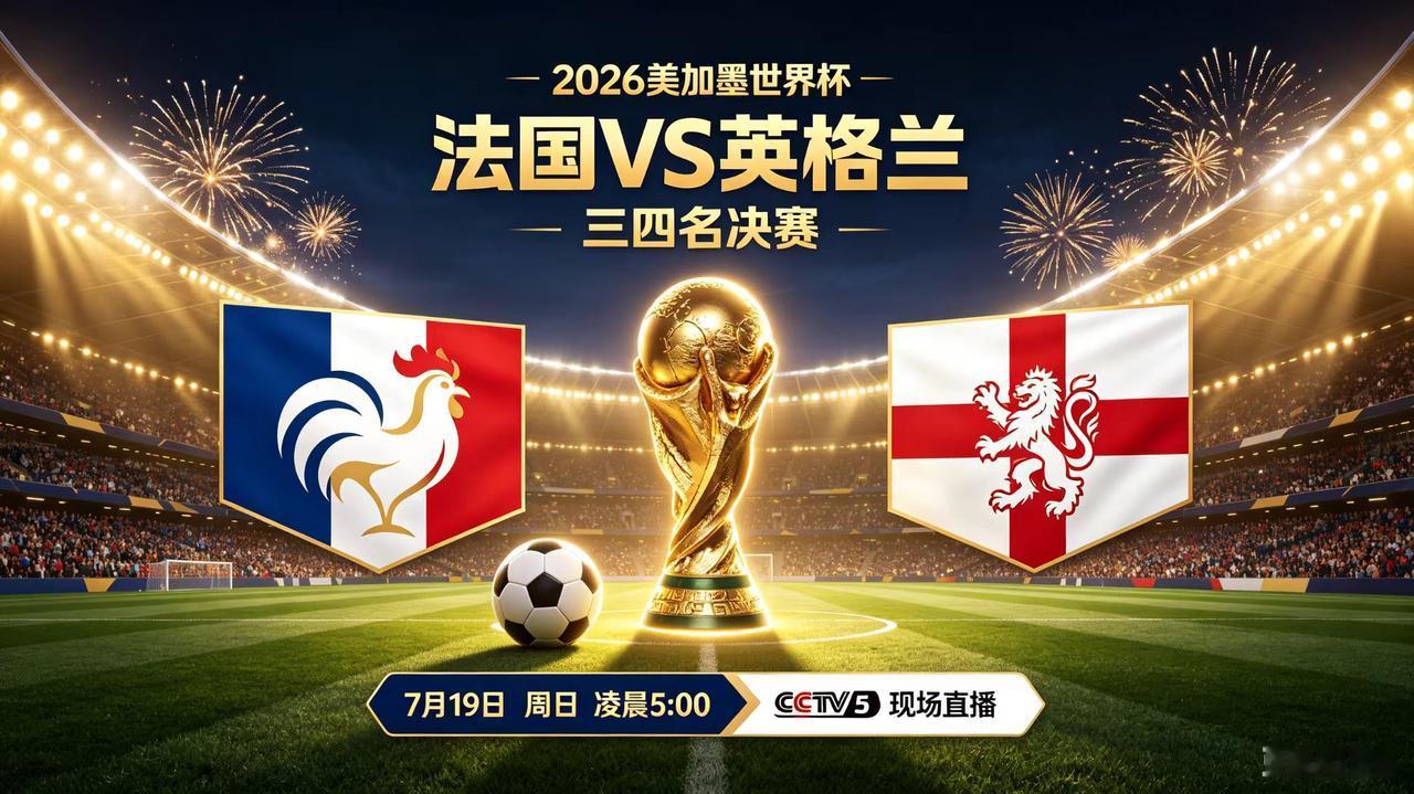 2026美加墨世界杯-三四名决赛，7月19日赛程

日期：07月19日(星期日)