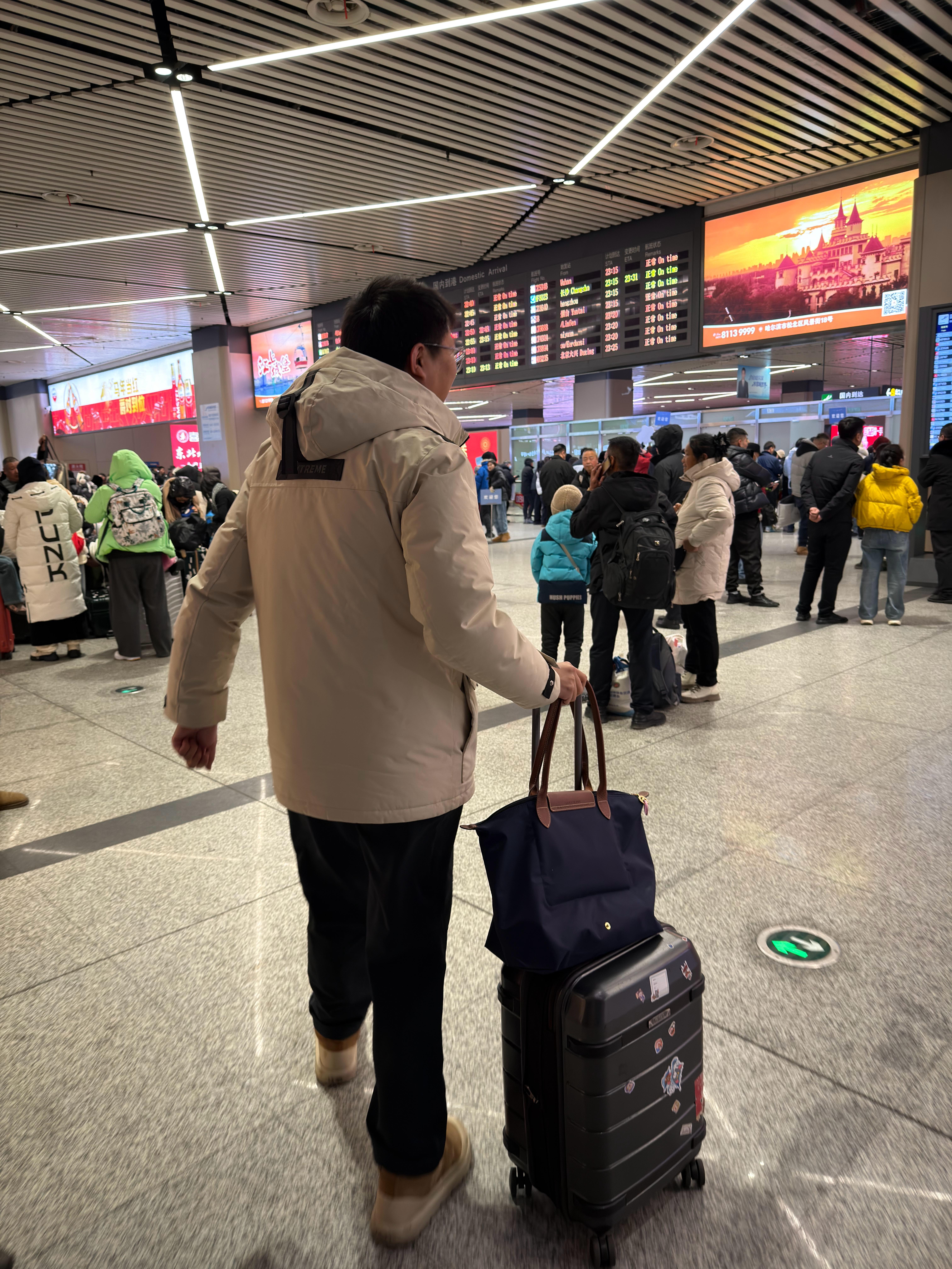 离了大谱，我下次真的要带助理了落地尔滨，刚刚李姐差点把自己搞丢了先是下飞机的时候