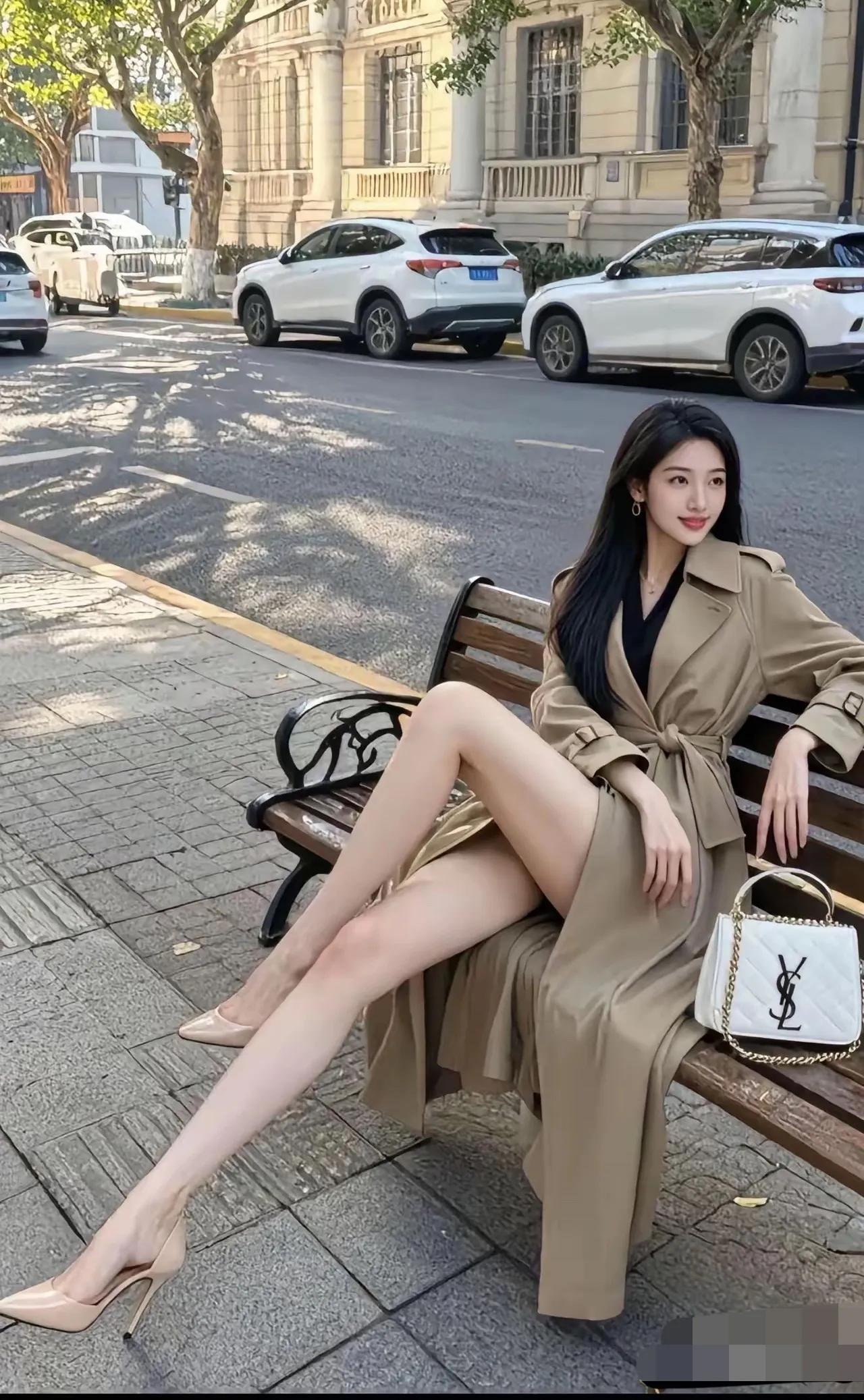 长腿玉足大美女，好适合穿风衣。