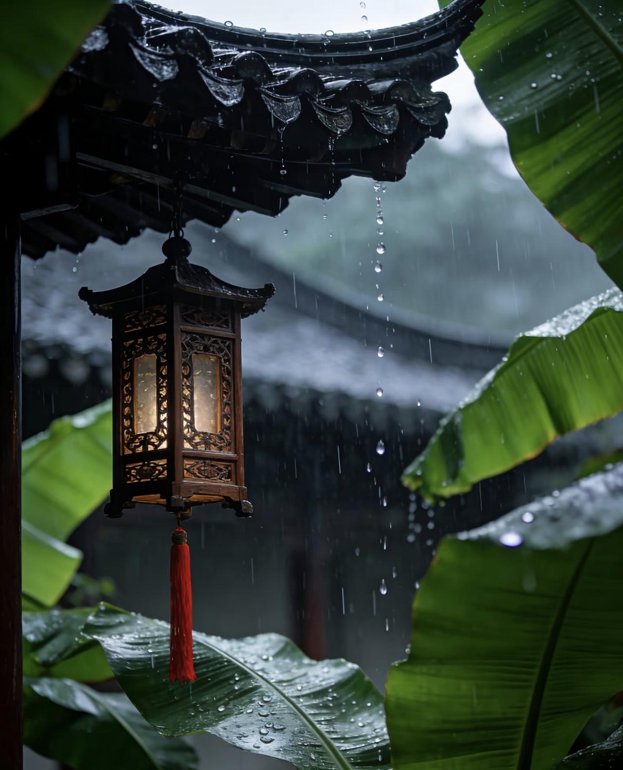 《拾雨》
立尽黄昏拾雨声，滴残敲碎怨分明。
人间总有滂沱夜，下在心头未肯晴。
—