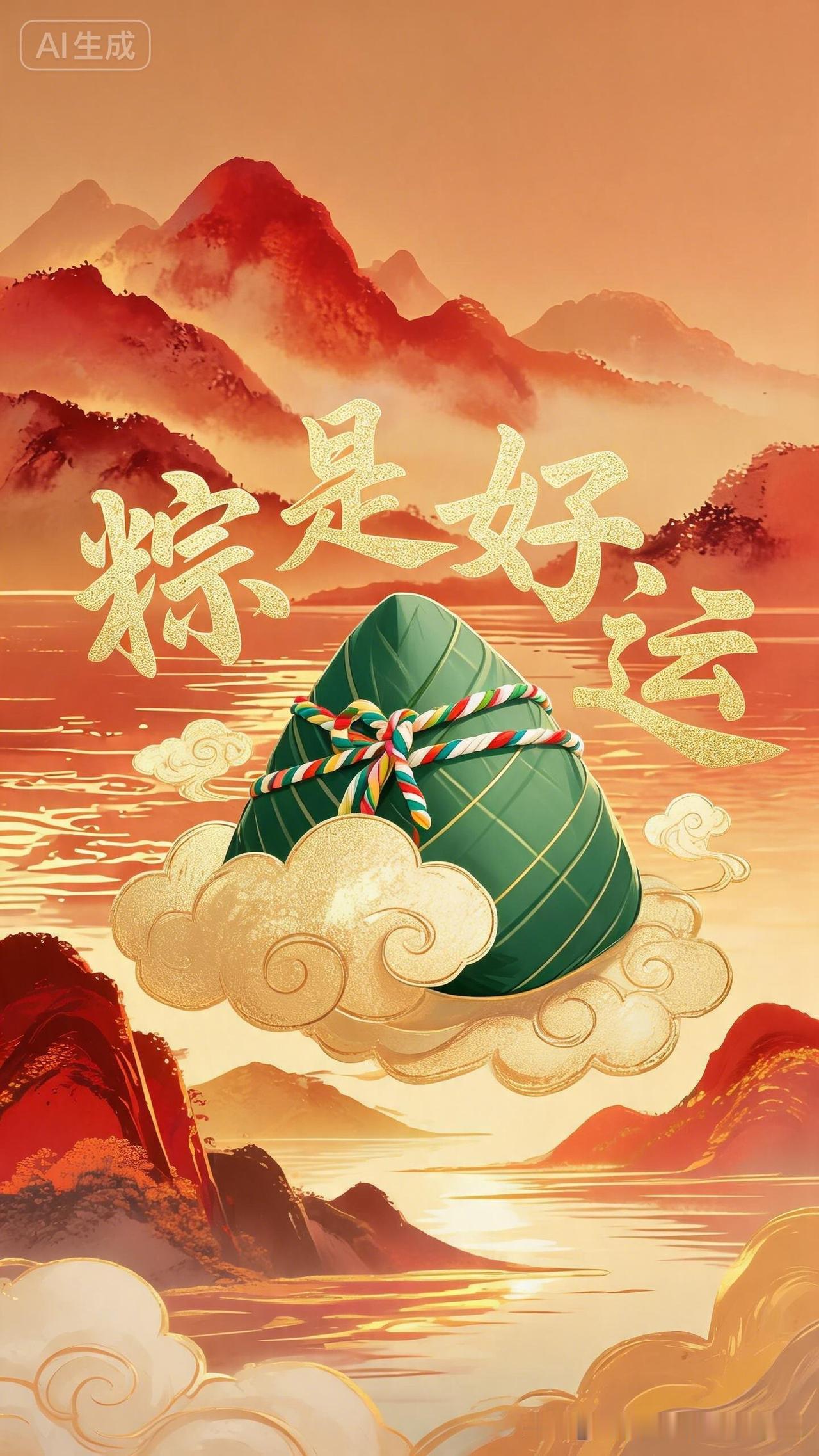 一年一端午，
悠悠艾草香，
   山水诗意长，
   人人吃粽子，
   个个戴