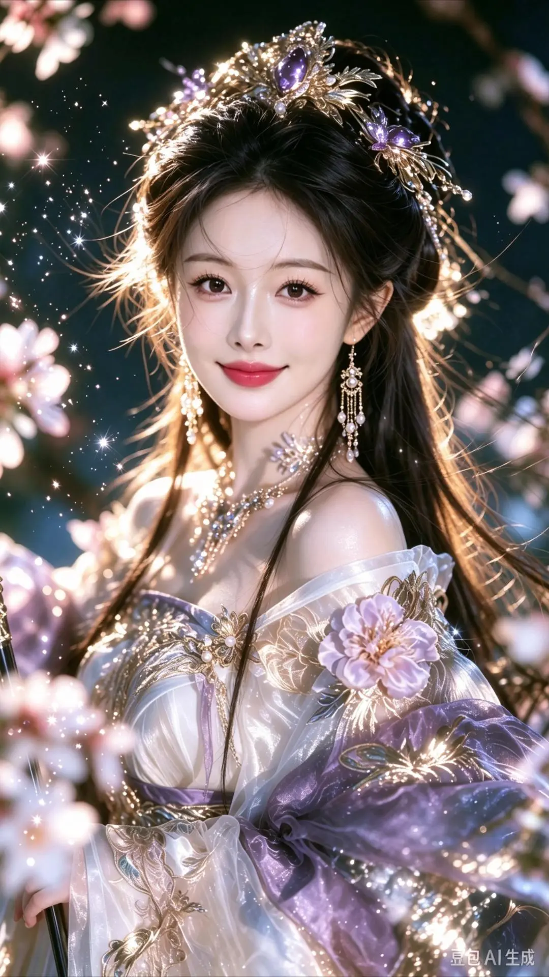 AI国风仙侠星光氛围 ai创作 ai柔发甜颜照 ai清甜少女照 古风写真