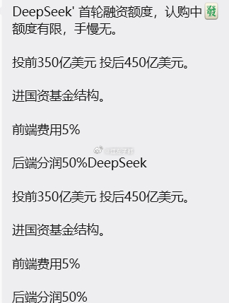 deepseek融资专项都来了 