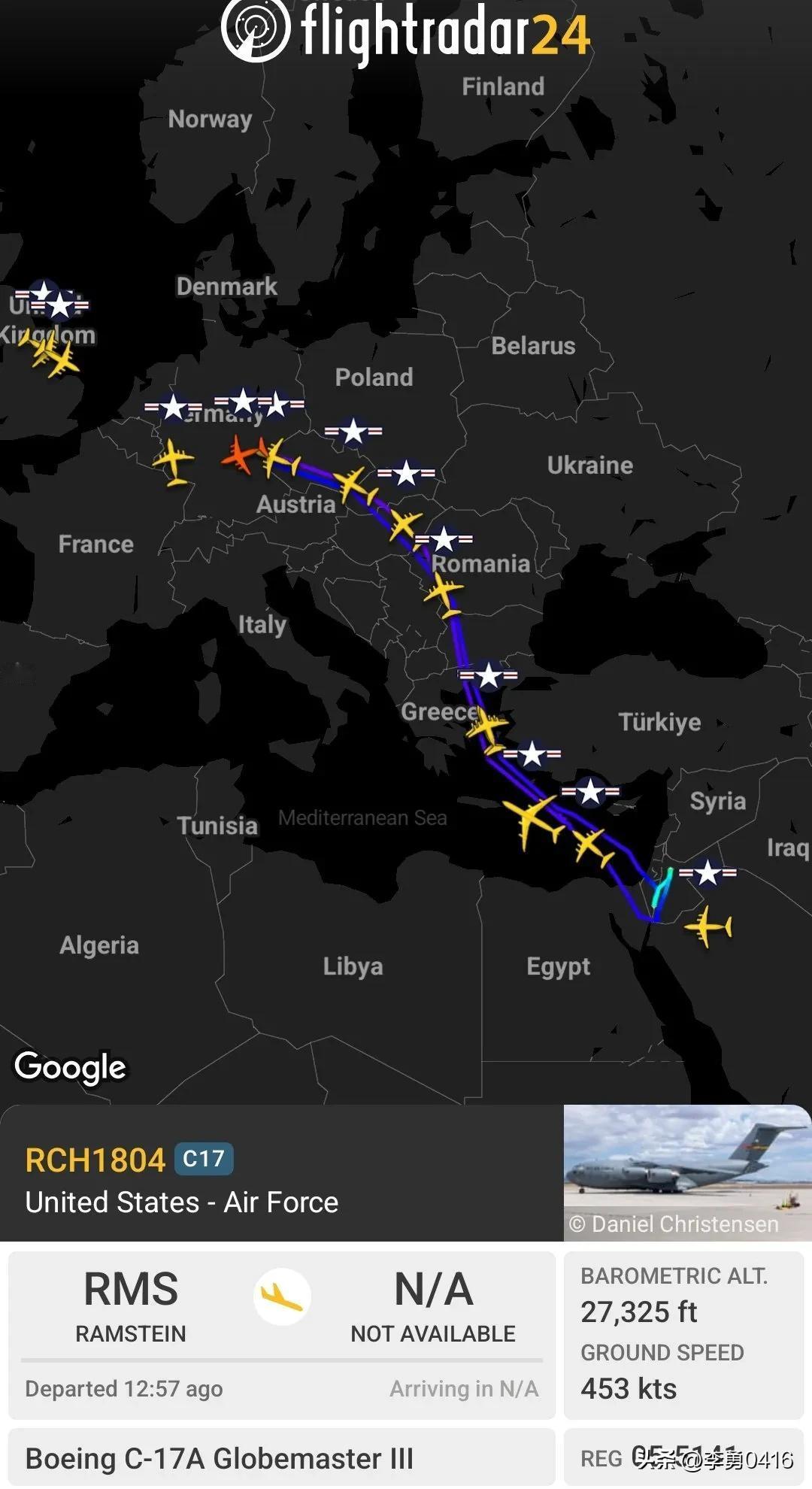 正在发生且值得关注：

超过十几架美国空军C-17A“环球霸王III”型战略空中