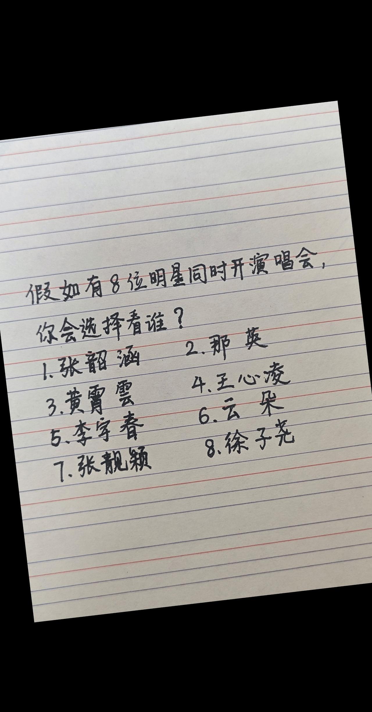8位明星同时开演唱会，你会选择看谁？