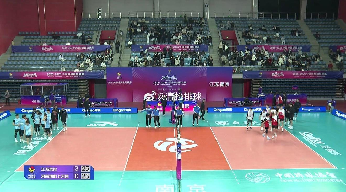 2025-2026中国男排超级联赛常规赛B级第四轮，江苏男排主场3-0（25-1