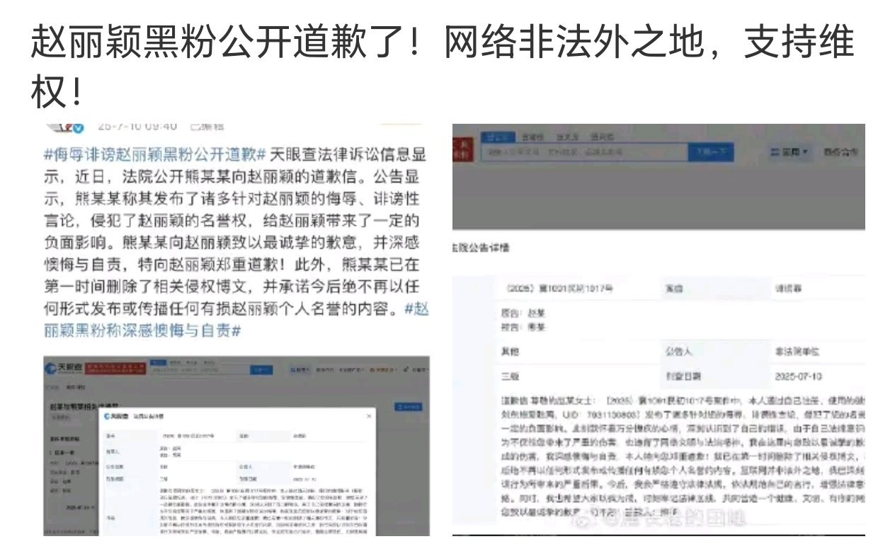 赵丽颖黑粉公开道歉了 ​​​