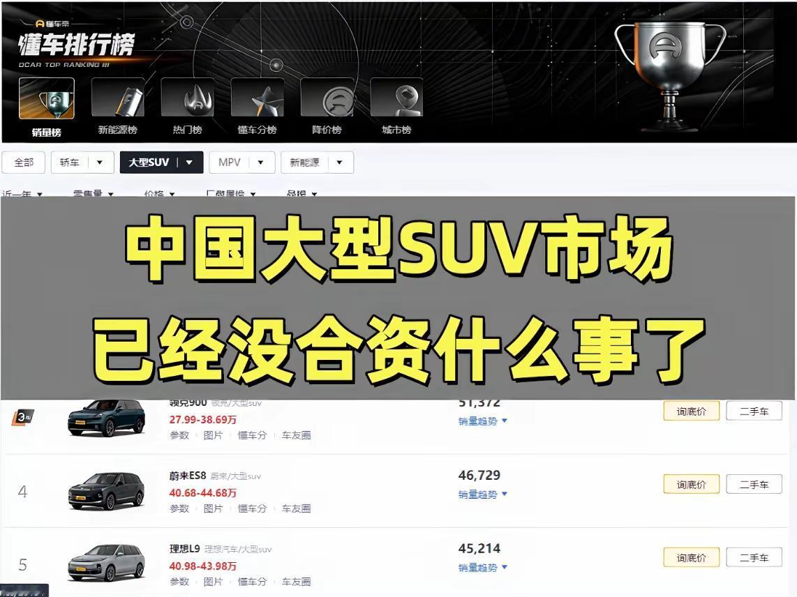 中国大型SUV市场，已经没合资什么事了，这话真不是瞎说。你看奔驰宝马，2026年