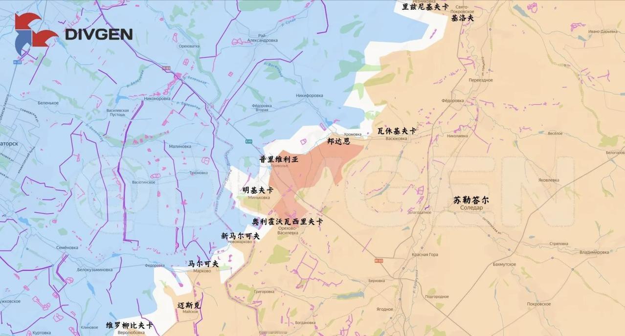 俄军南部集群在恰索夫亚尔以北进攻高地的收获不小。这一片高地完全落入俄军手中之后，