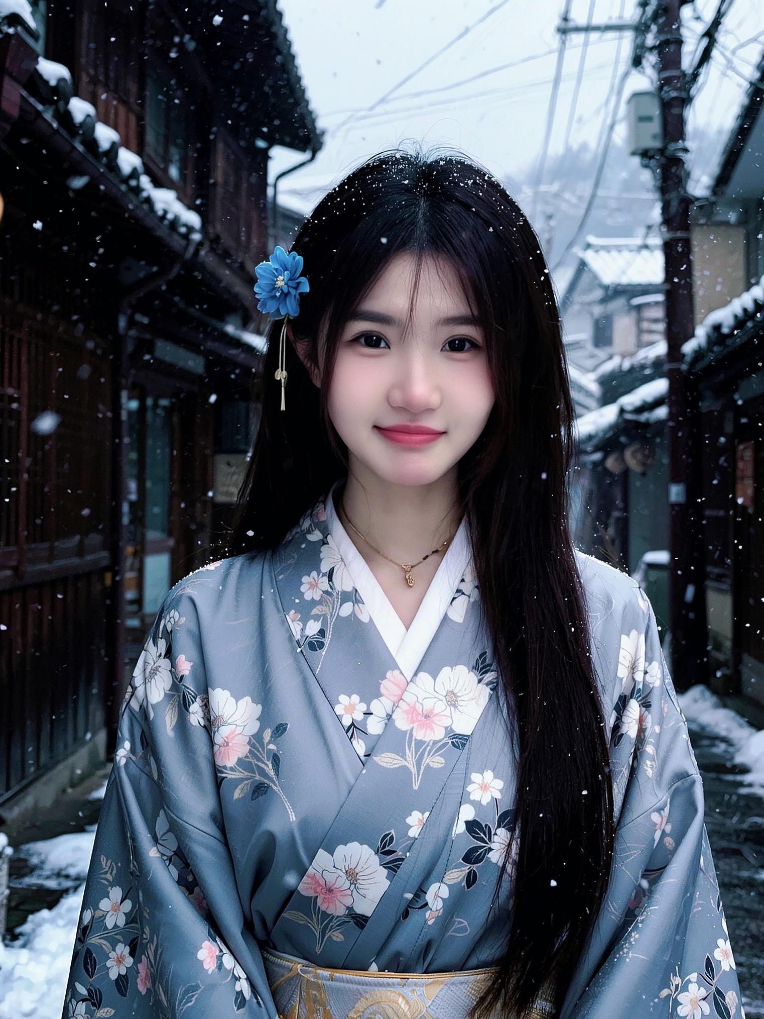 好文艺的日系雪巷照。