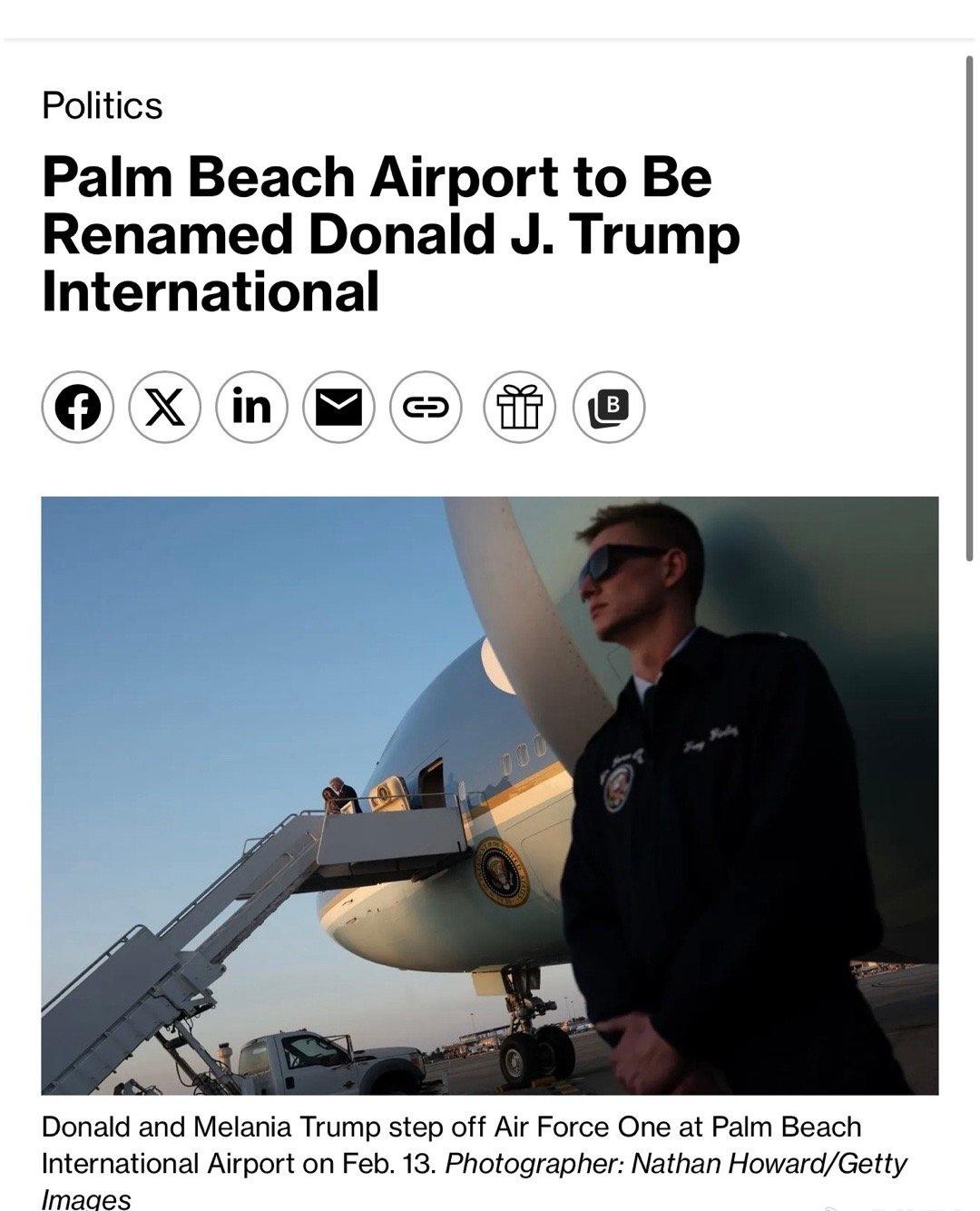 PBI将变总统机场？
今天早些时候，佛州议会通过了一项更名提案，同意将棕榈滩机场